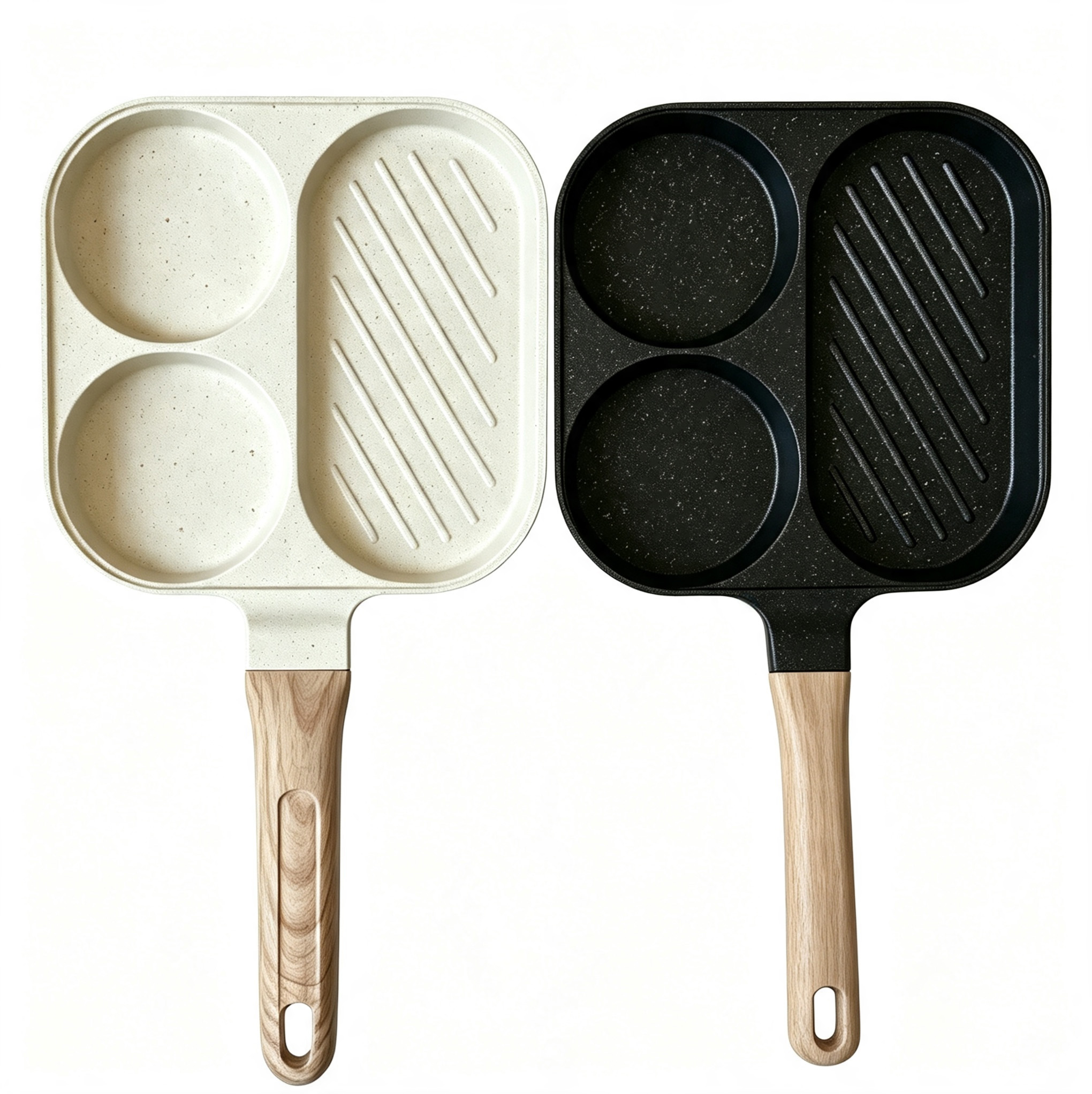CGUCOOK three-hole non-stick frying pan, deepening egg burger pan, three-hole frying pan, non-stick egg burger pan, household non-stick aluminum pan, breakfast pan, egg frying flat pan Specification image