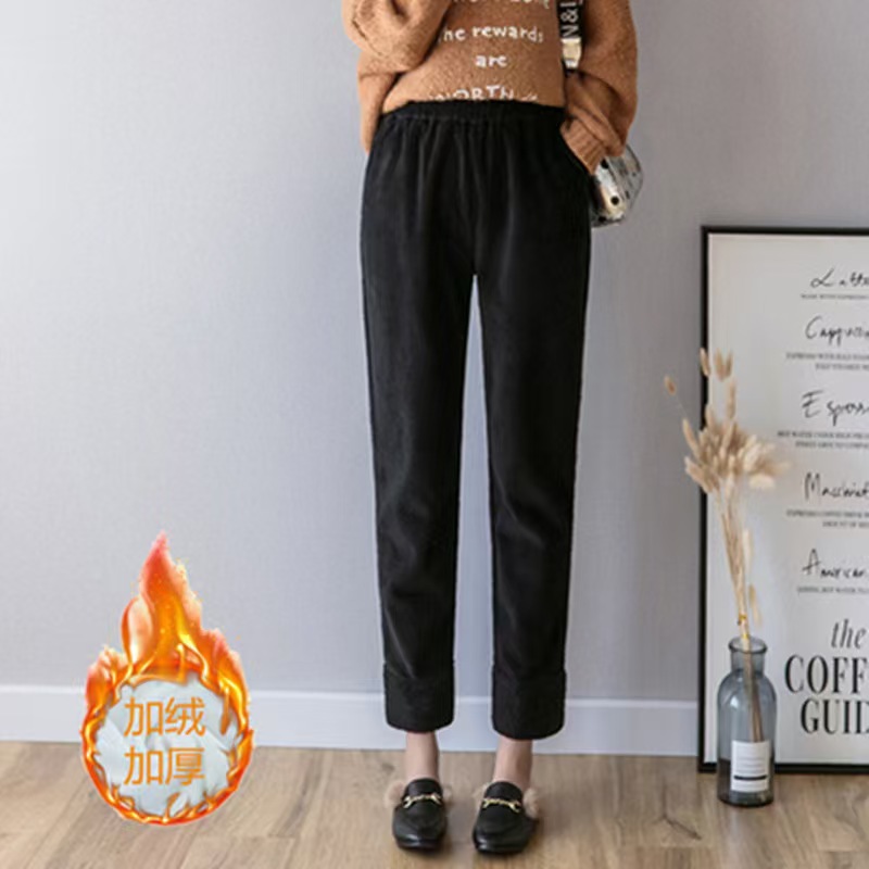 Fleece and thickened corduroy pants, women's sweatpants, warm in winter, high-waisted, slimming, versatile, tight-fitting Harem pants, radish pants undefined