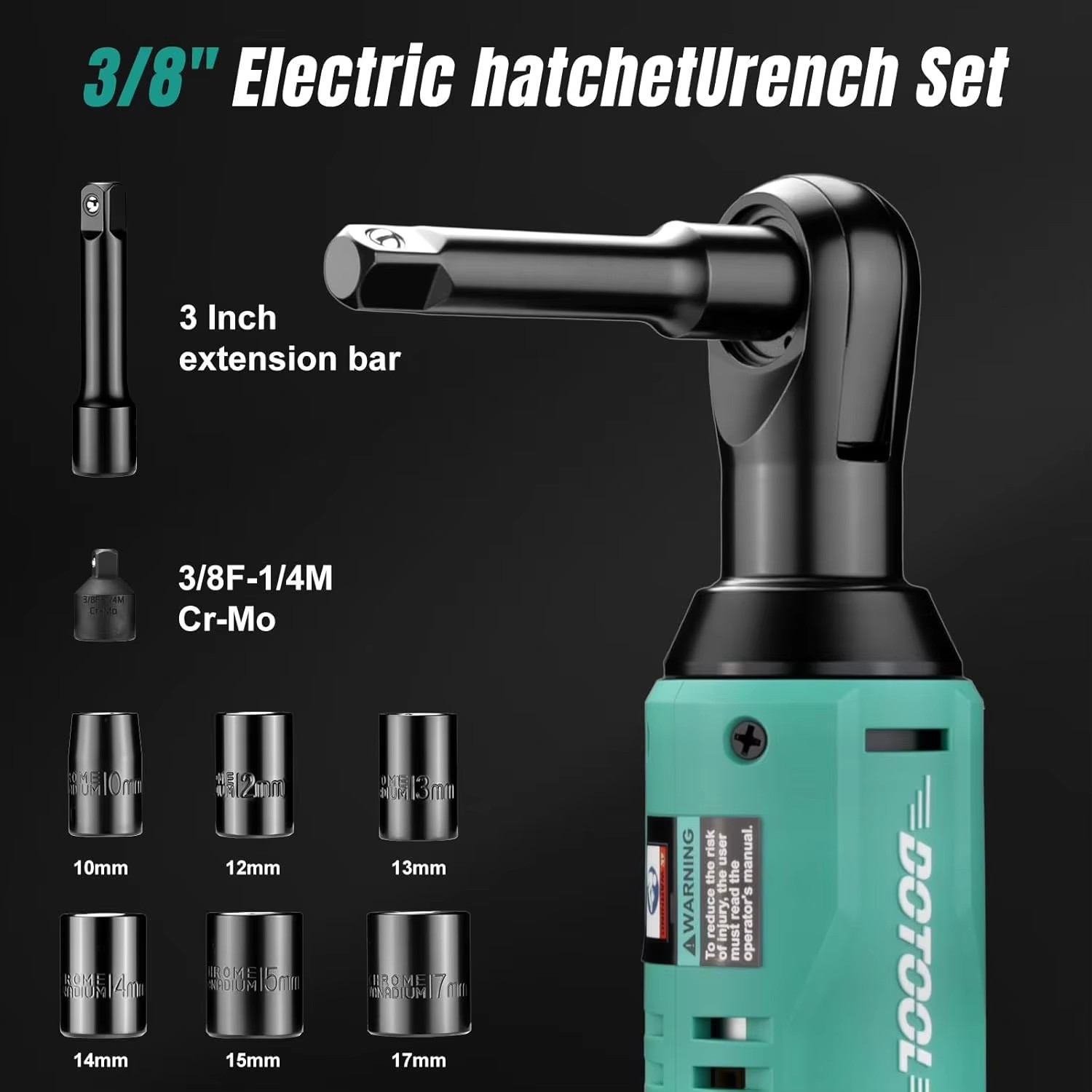 DOTOOL DTL40 3/8 "Cordless ratchet wrench set 47N.m 12V Battery-powered Kit 2x2.0Ah 2 batteries pack Specification image