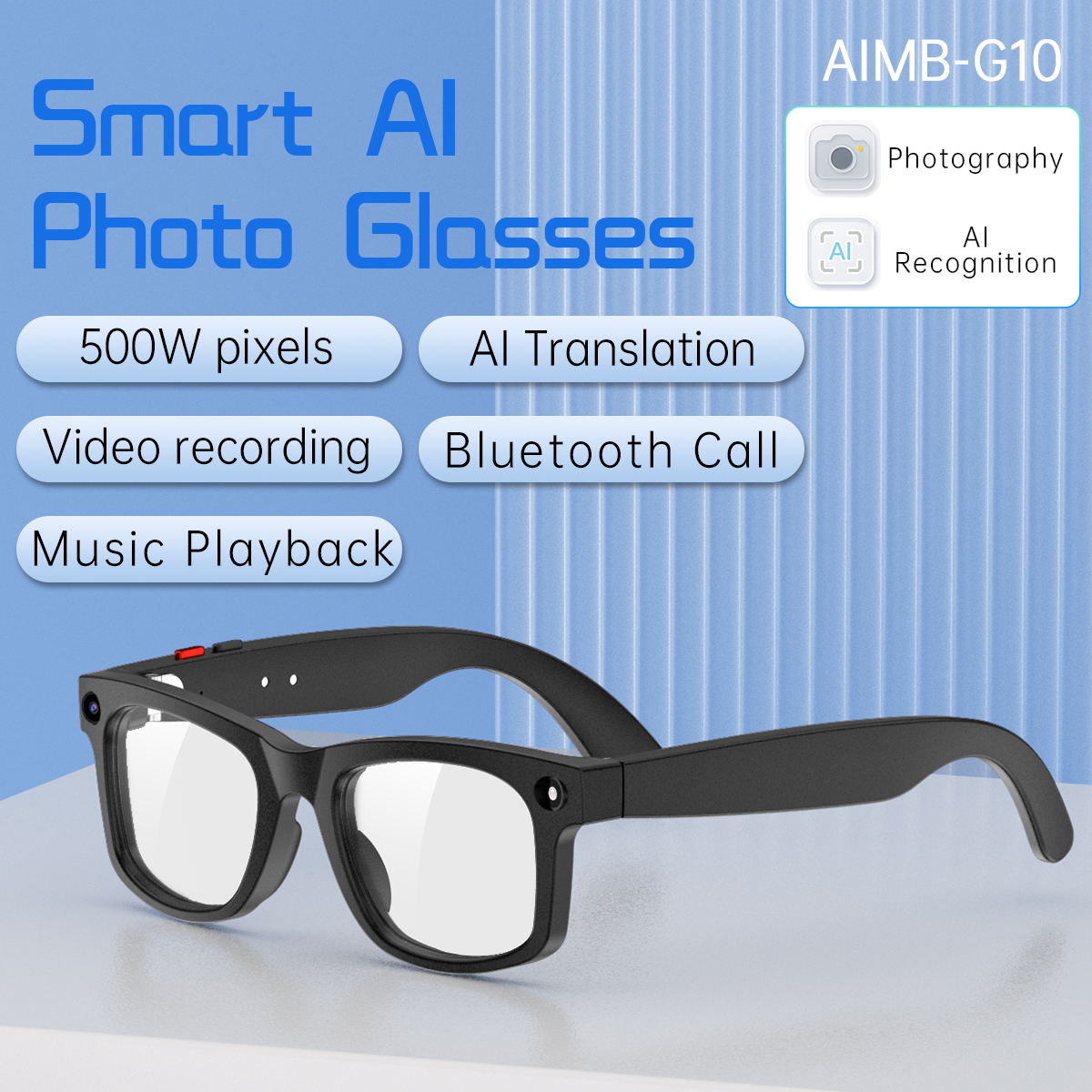 AI smart glasses, intelligent dialogue, AI translation, photo-taking glasses, video recording, photography, AI object recognition, meeting assistant details Picture