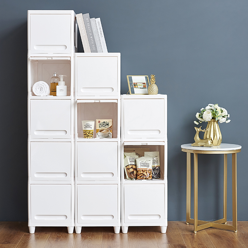 【CL】26Q3#6207 Retro Chinese white plastic storage cabinet, dining side tea cabinet, multi-functional storage cabinet, home simple style