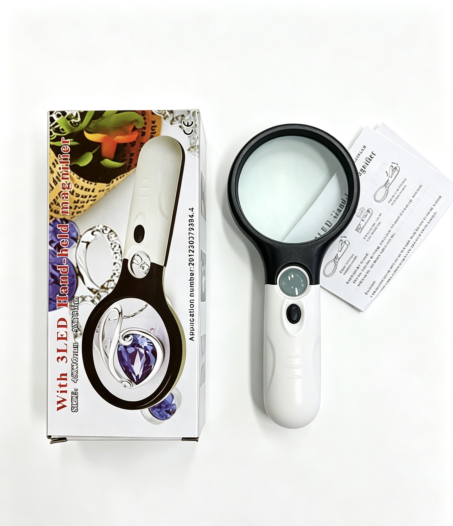 6902AB Handheld magnifying glass with lamp, high-power dual-lens student gift reading magnifying glass