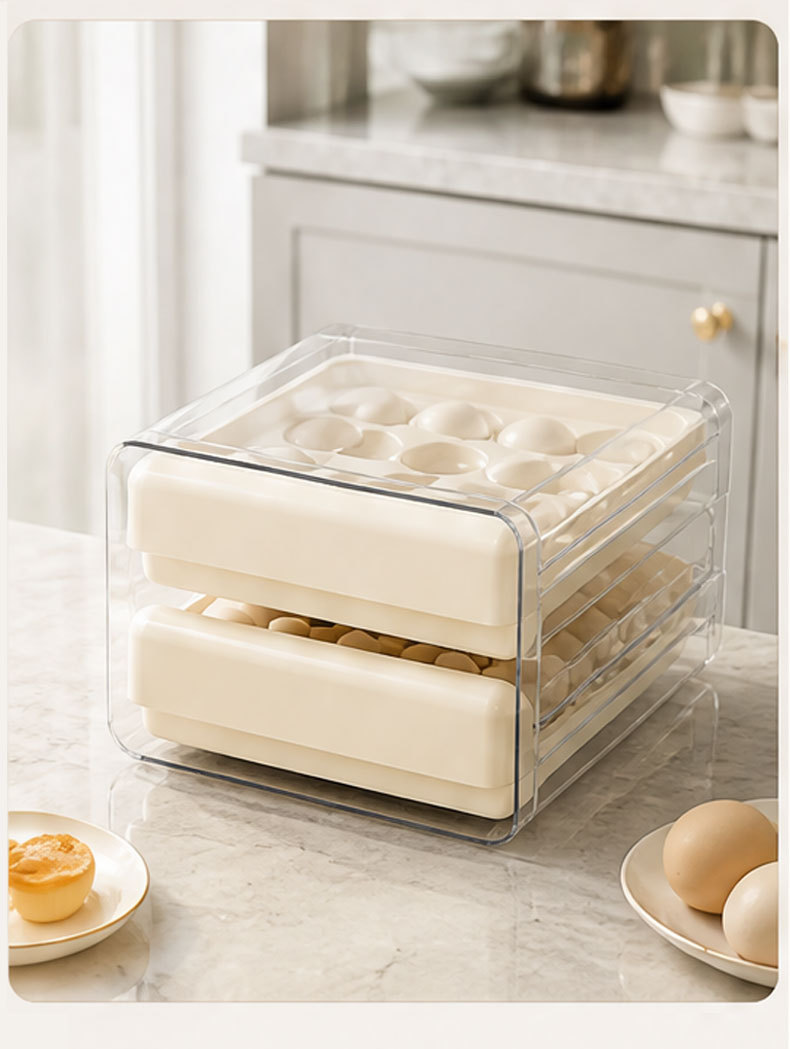 Y91-YS-99023 manufacturer's double-layer transparent egg box, refrigerator compartmentalized drawer type egg rack, egg storage box detail image 10