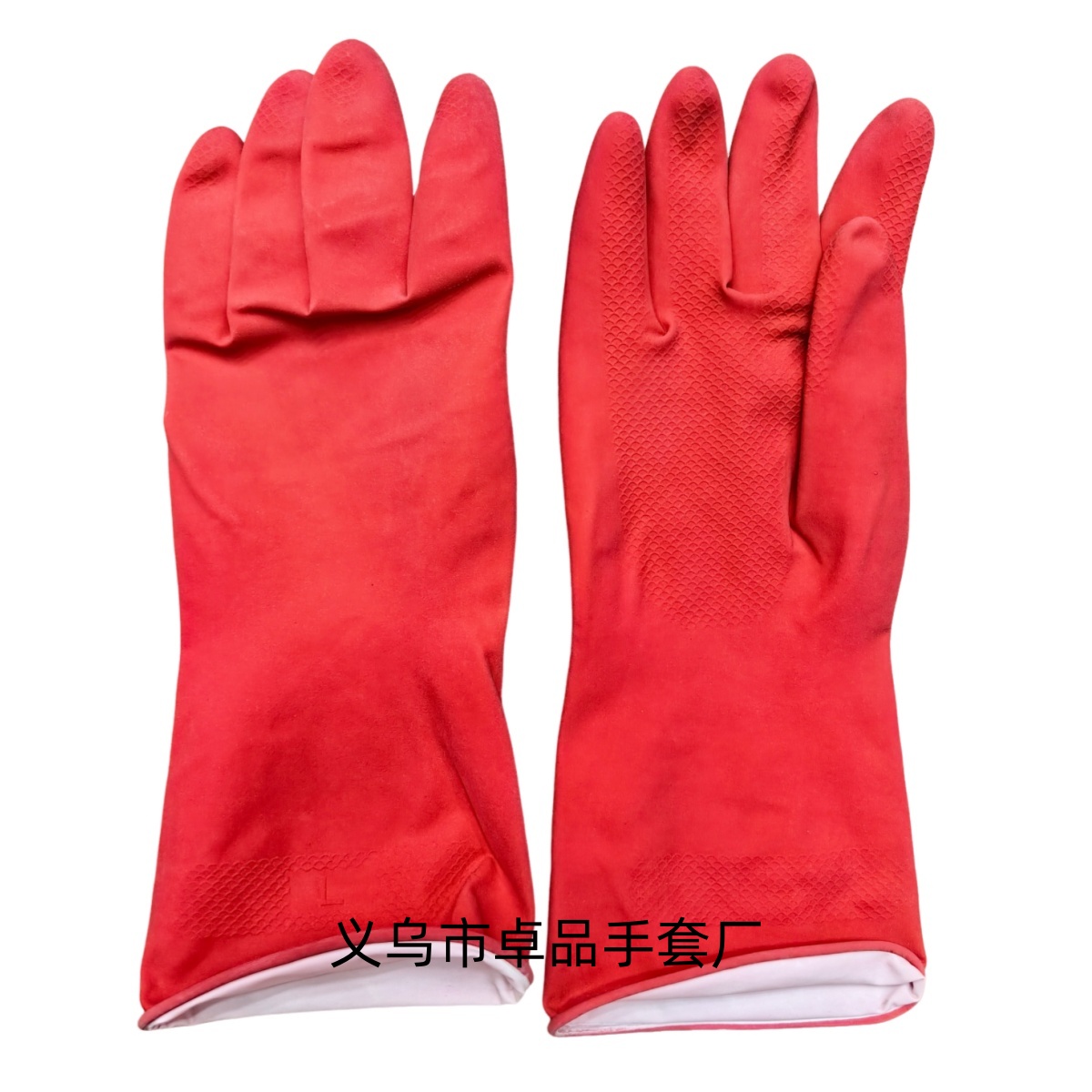 Wholesale of four-season waterproof household, kitchen, dishwashing and laundry gloves with color spray fleece and immersion fleece for foreign trade Item Picture