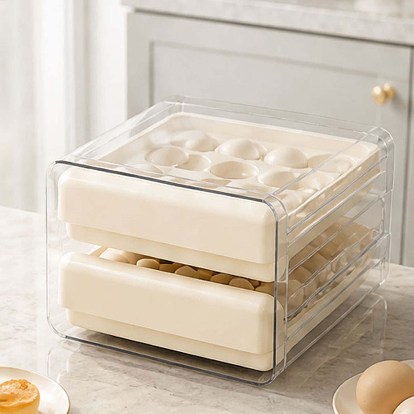 Y91-YS-99023 manufacturer's double-layer transparent egg box, refrigerator compartmentalized drawer type egg rack, egg storage box