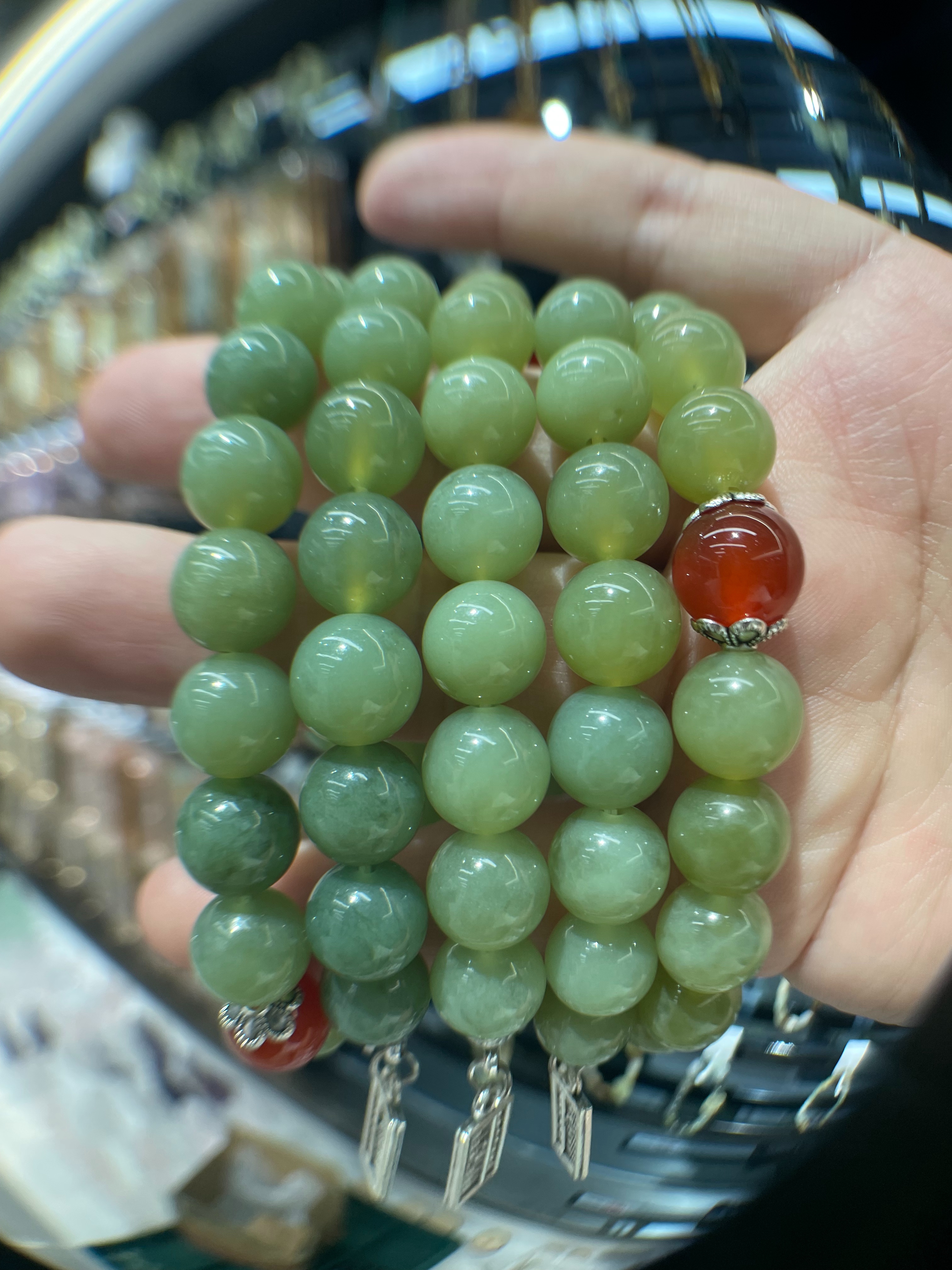 Fashionable jade bracelet, apple green Xiuyan jade bracelet, women's Korean version bracelet, hand-woven bracelet accessory, trendy gift full image