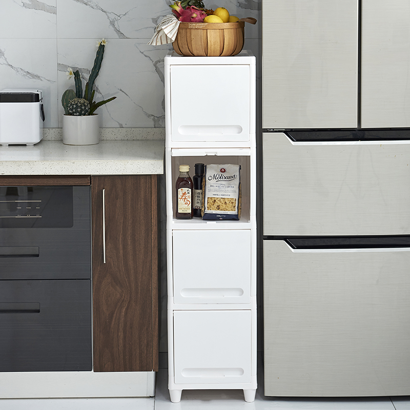 【CL】26Q3#6207 Retro Chinese white plastic storage cabinet, dining side tea cabinet, multi-functional storage cabinet, home simple style Specification image