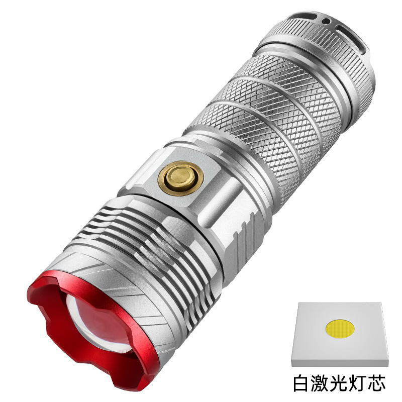 Q05-C High-intensity white laser flashlight, multi-functional telescopic aluminum alloy flashlight, high-intensity laser cannon, high-brightness focusing flashlight