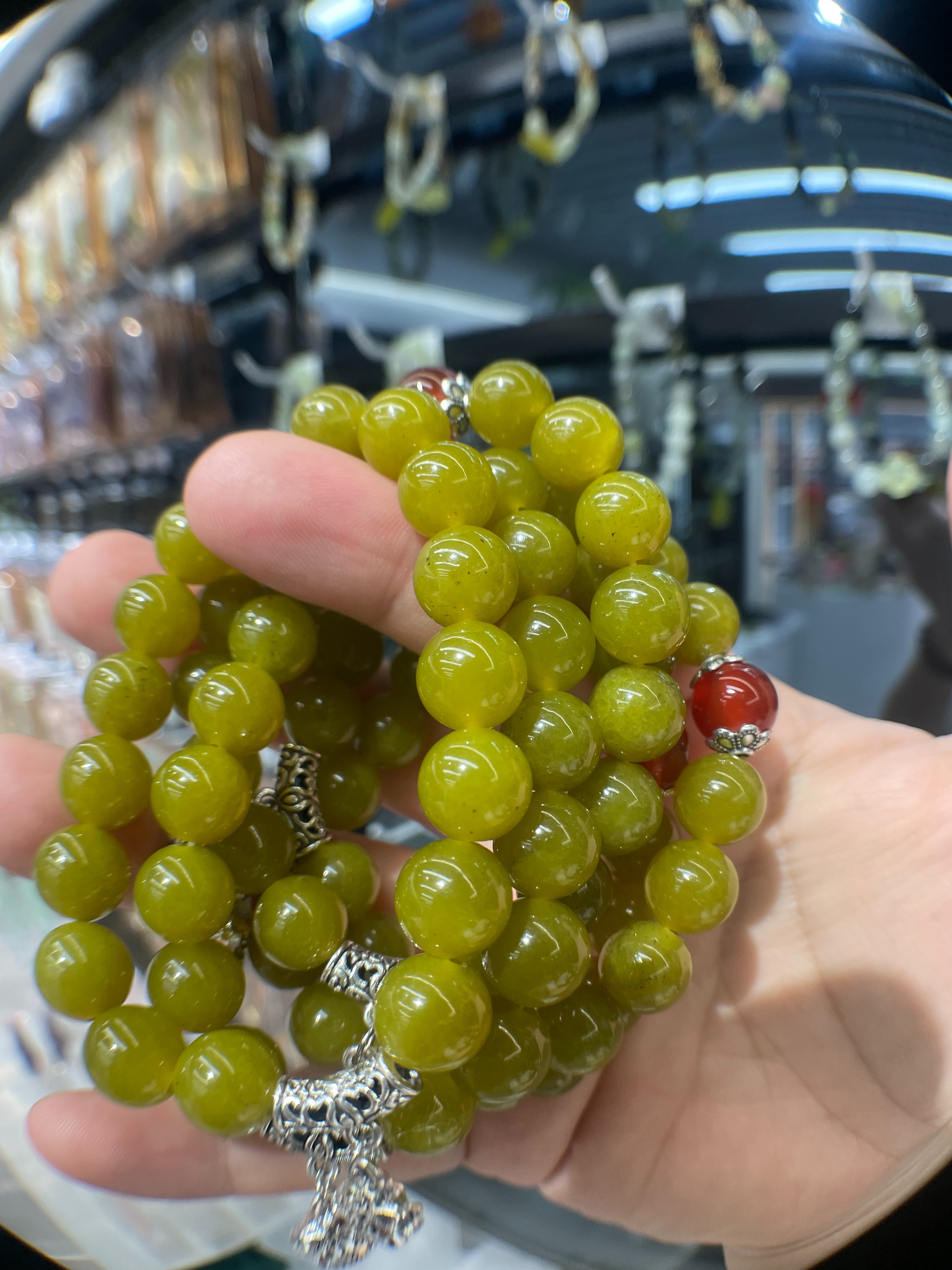Fashionable avocado-colored jade bracelet, simple and versatile. Xiuyan jade bracelet, personalized and trendy. Hand-woven bracelet gift, 10mm Item Picture