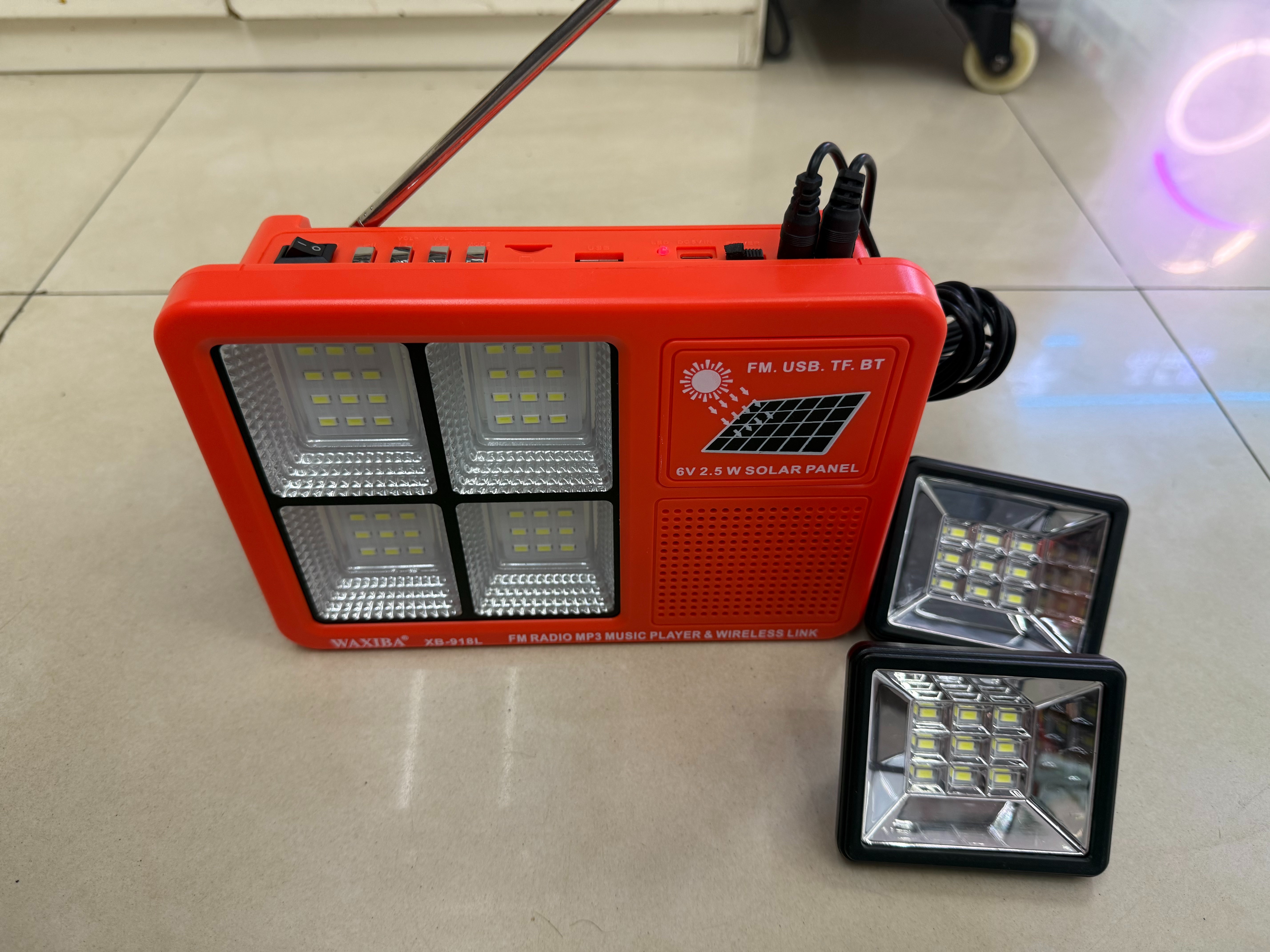 XB-918L solar panel radio with light for illumination, suitable for outdoor camping, emergency disaster relief, FM Bluetooth speaker, USBTF card for playing music, external power supply, multi-functional photovoltaic panel 11 details Picture