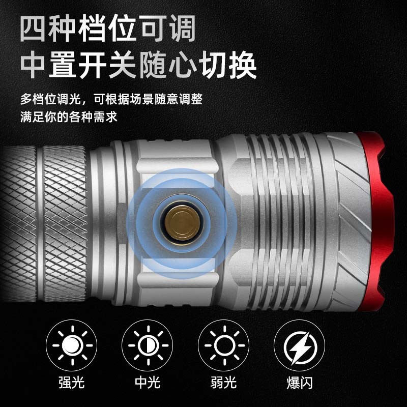Q05-C High-intensity white laser flashlight, multi-functional telescopic aluminum alloy flashlight, high-intensity laser cannon, high-brightness focusing flashlight Item Picture