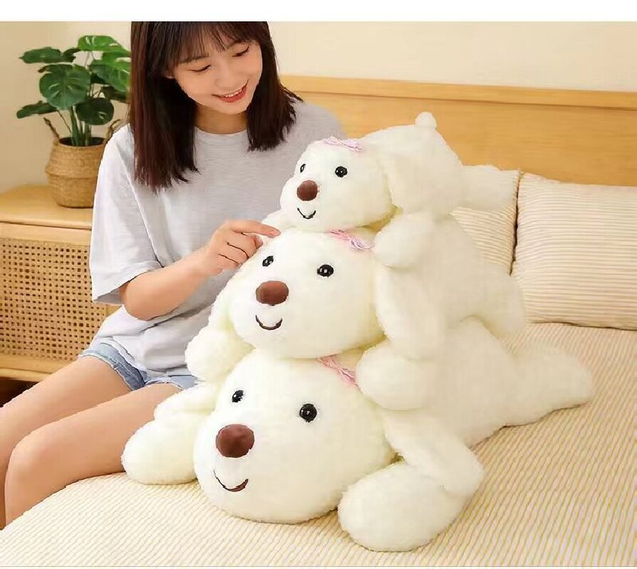 Cute brown and white plush dog doll, soft and adorable plush toy pillow Item Picture