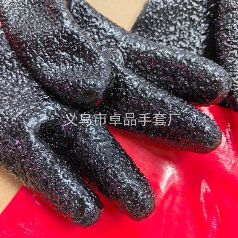 Красные и черные перчатки PVC, резиновые резиновые перчатки, стойкие к маслу, кислотно-щелочные, пропитанные резиновыми перчатками pic 6