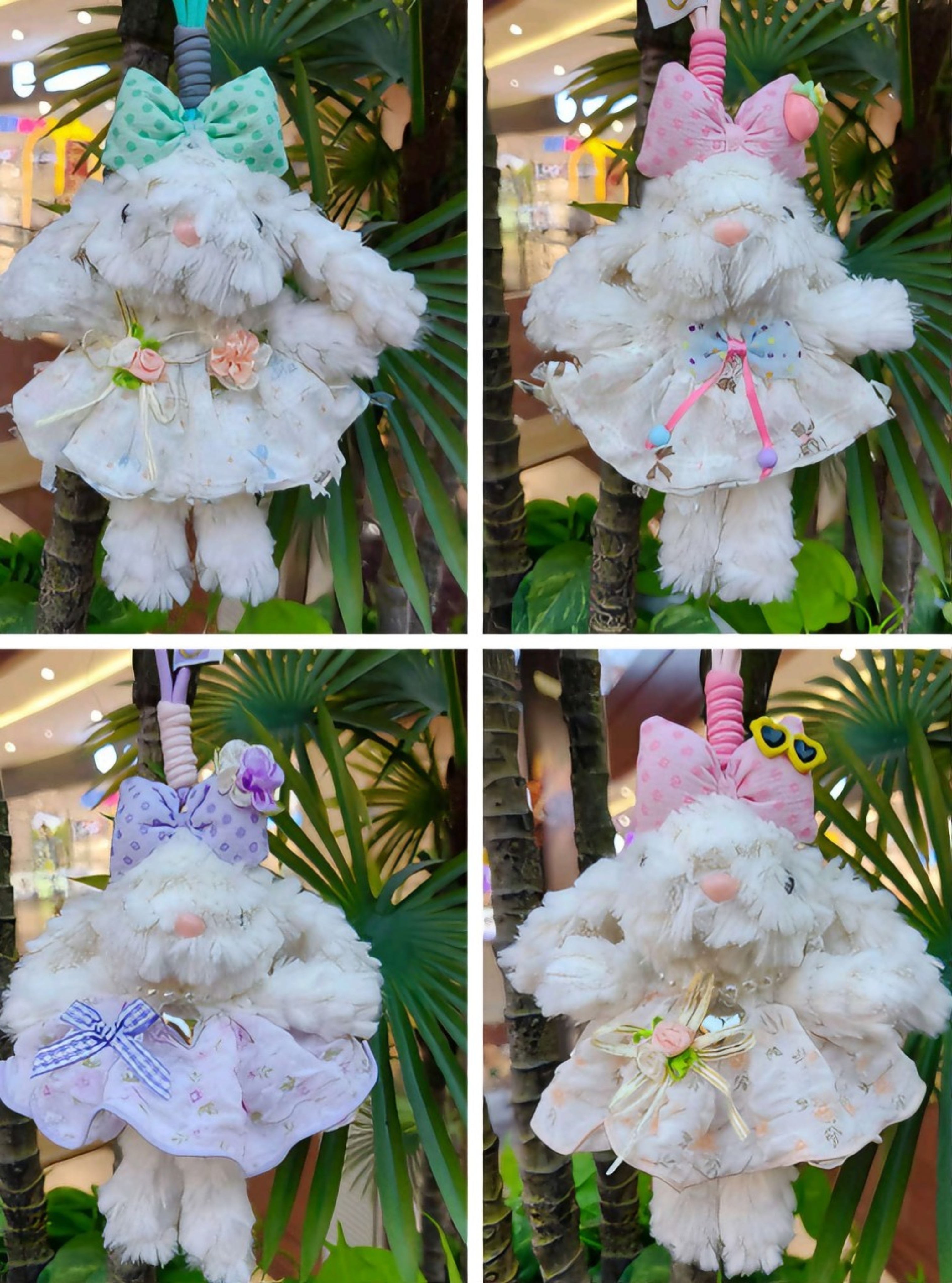 Colgante de orejas conejo de peluche muñeca llavero mano de obra ropa detallada varios estilos exquisito y lindo colgante de peluche Specification image