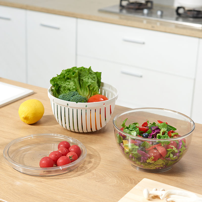 【CL】26Q3#6327#B Multi-functional kitchen draining basket Plastic round household storage container Application Scenario