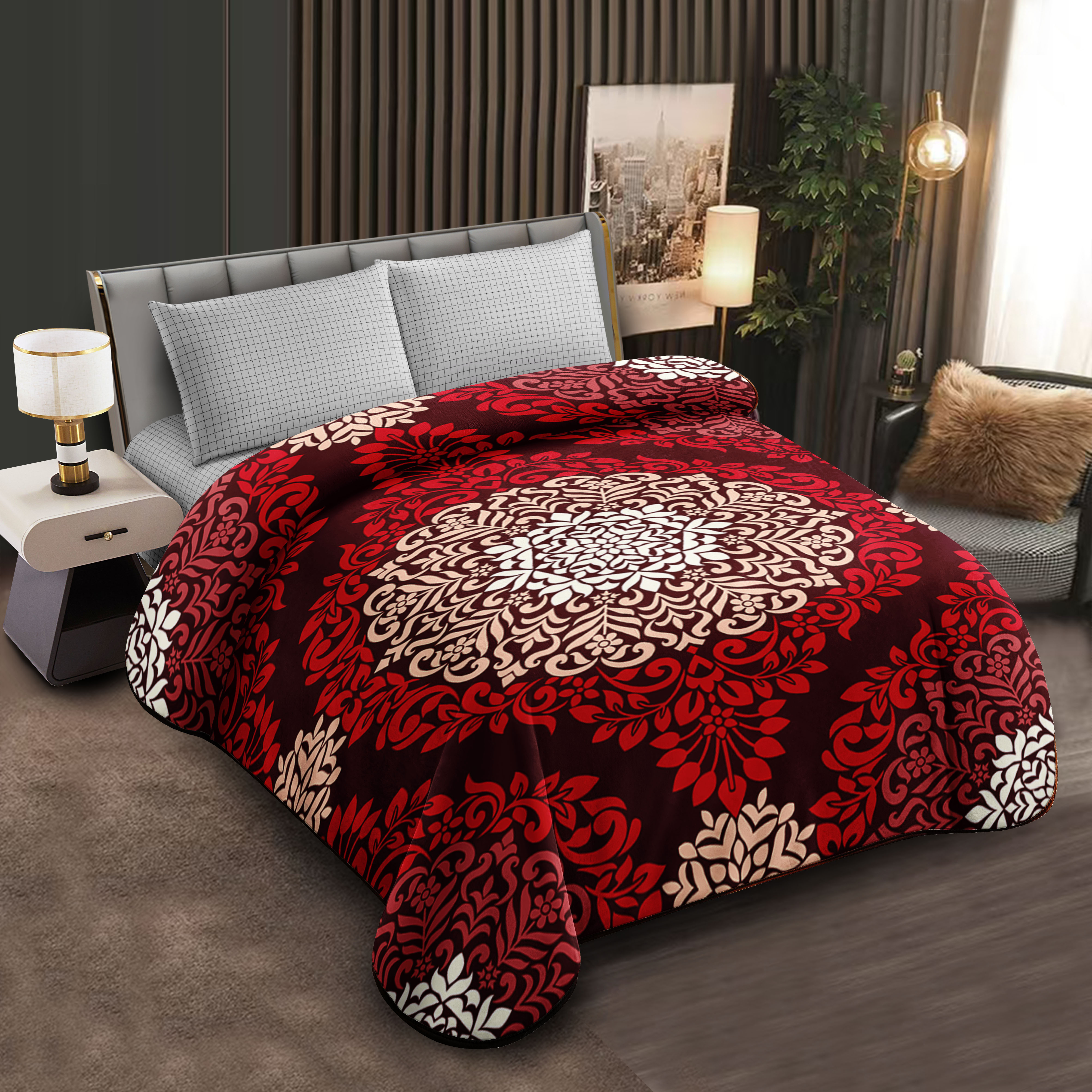 Middle East blanket export, foreign trade, floral pattern Raschel blanket, cloud blanket, composite blanket wholesale, customization, in stock, warm bedroom, cotton blanket, floral pattern, warm cover blanket, soft and comfortable for spring and autumn home use Specification image