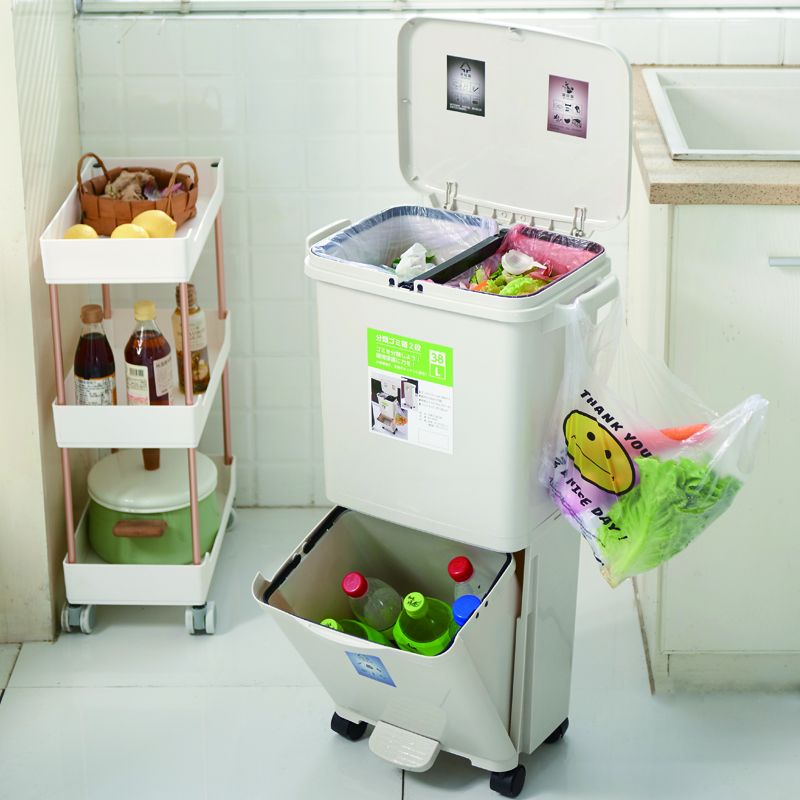 【CL】26Q3#6522#6523 Four-category trash can with LIDS, movable, double-layer and foot pedals Application Scenario