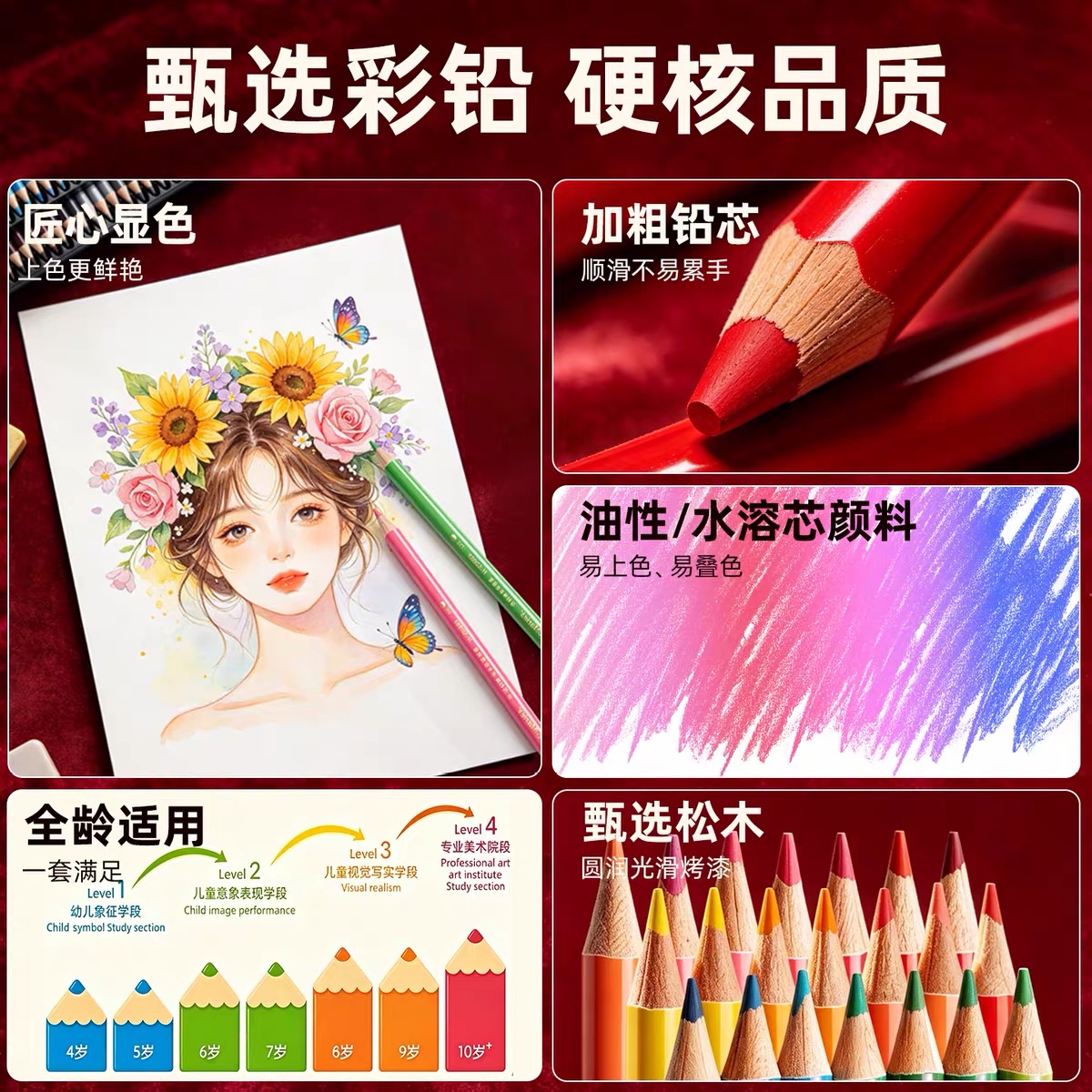 Marley 48/72/120 oil-based/water-soluble colored pencils H-SD003-W48 72 120/H-SD003-048 72 12 Item Picture