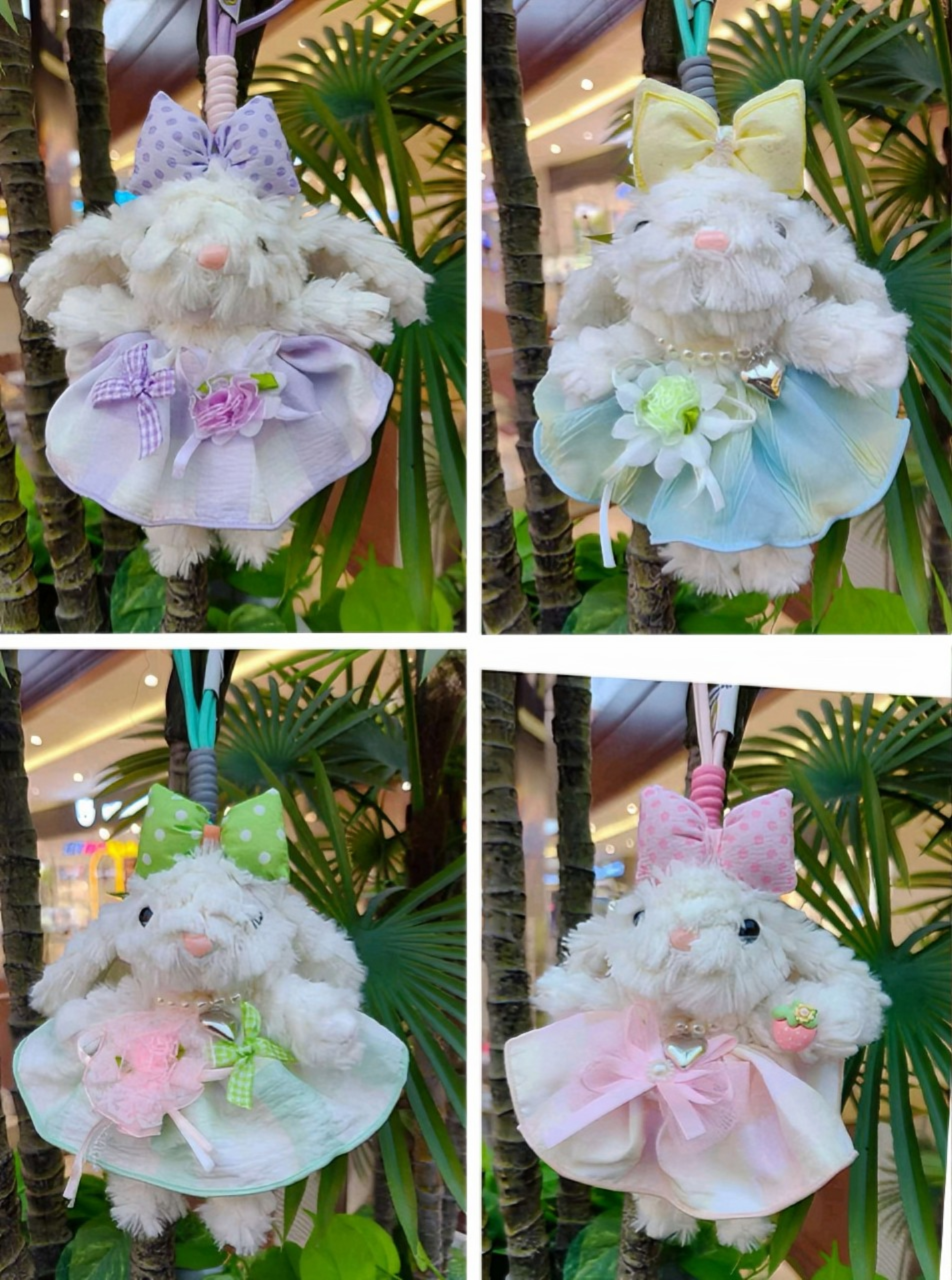 Colgante de orejas conejo de peluche muñeca llavero mano de obra ropa detallada varios estilos exquisito y lindo colgante de peluche details Picture