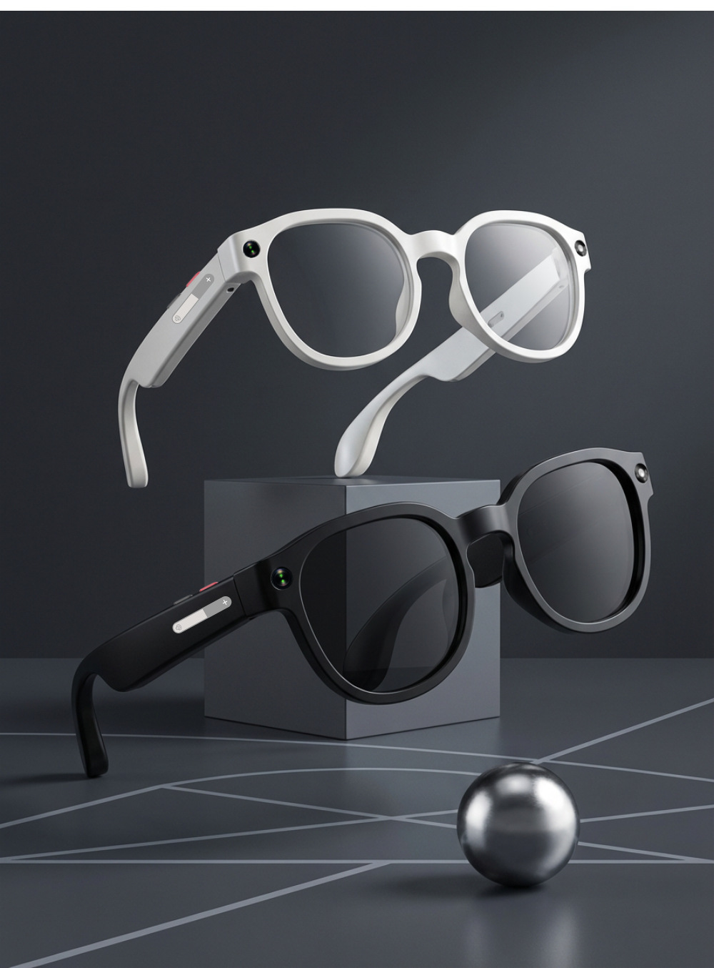 AI smart glasses for sports photography, smart cycling, outdoor cycling photography, video recording, audio translation, music listening, and with a camera full image