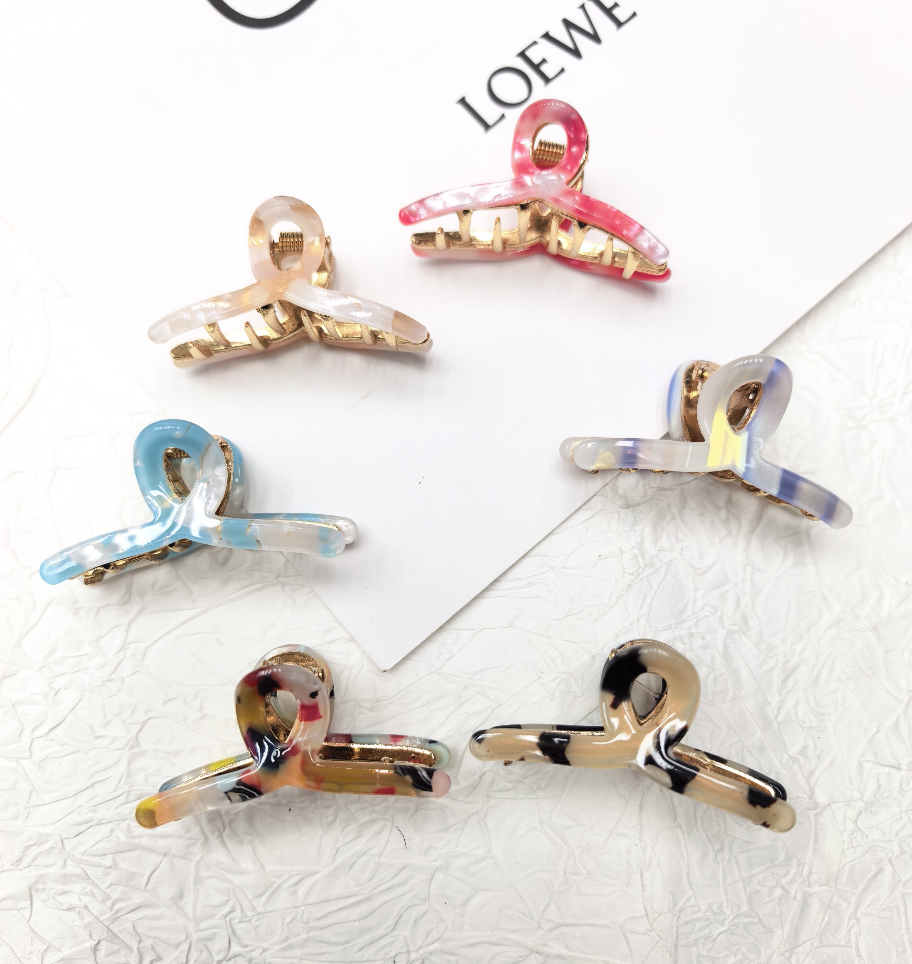ins retro metal cross-geometric small gripper clip, acetate alloy French half-bun hair clip top clip