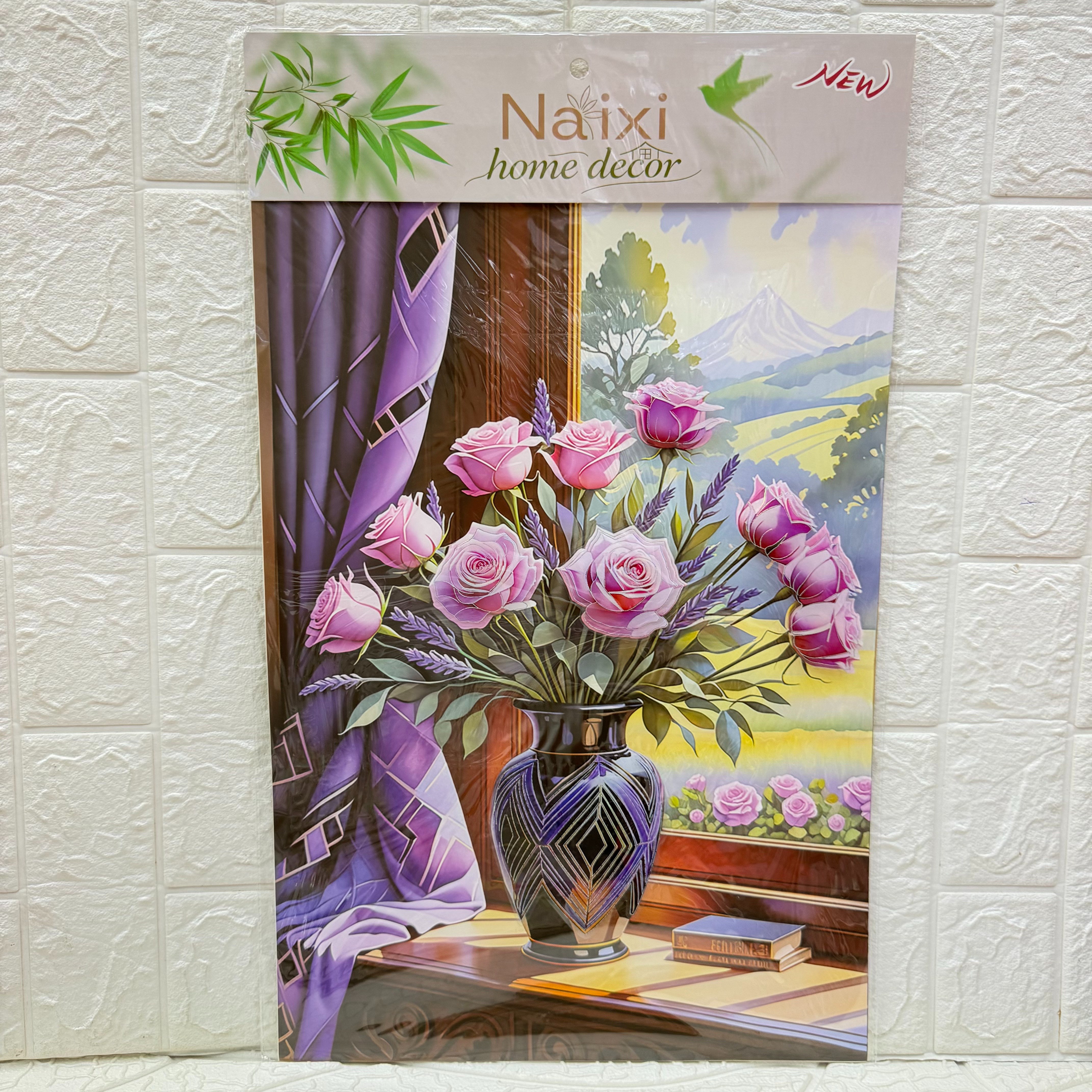 Three-dimensional flower vases on the windowsill, layer upon layer of decorative paintings, three-dimensional handcrafted layer upon layer of walls, European-style room decorative walls Specification image