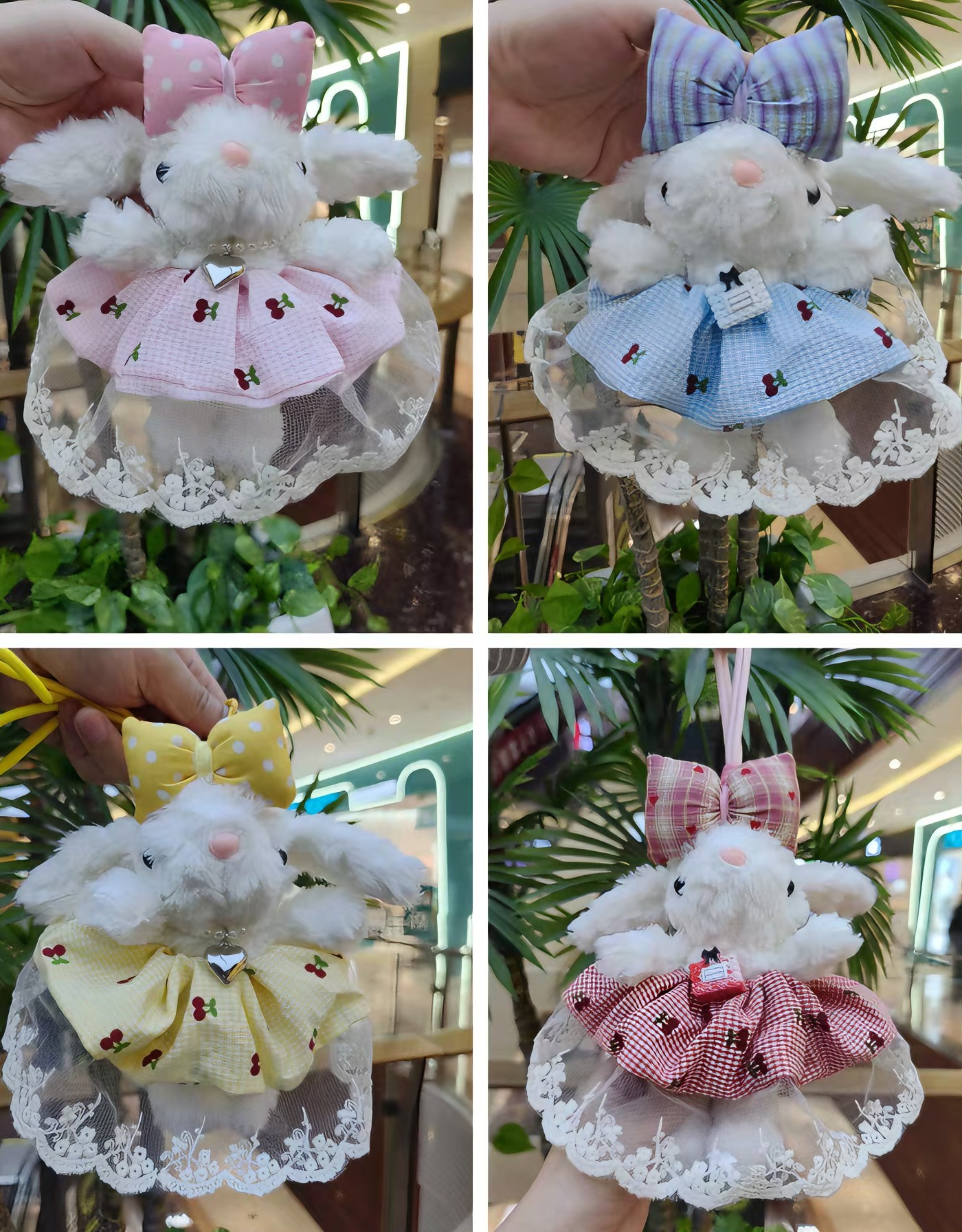 A cute and exquisite plush keychain with drooping ears and a plush pendant Application Scenario