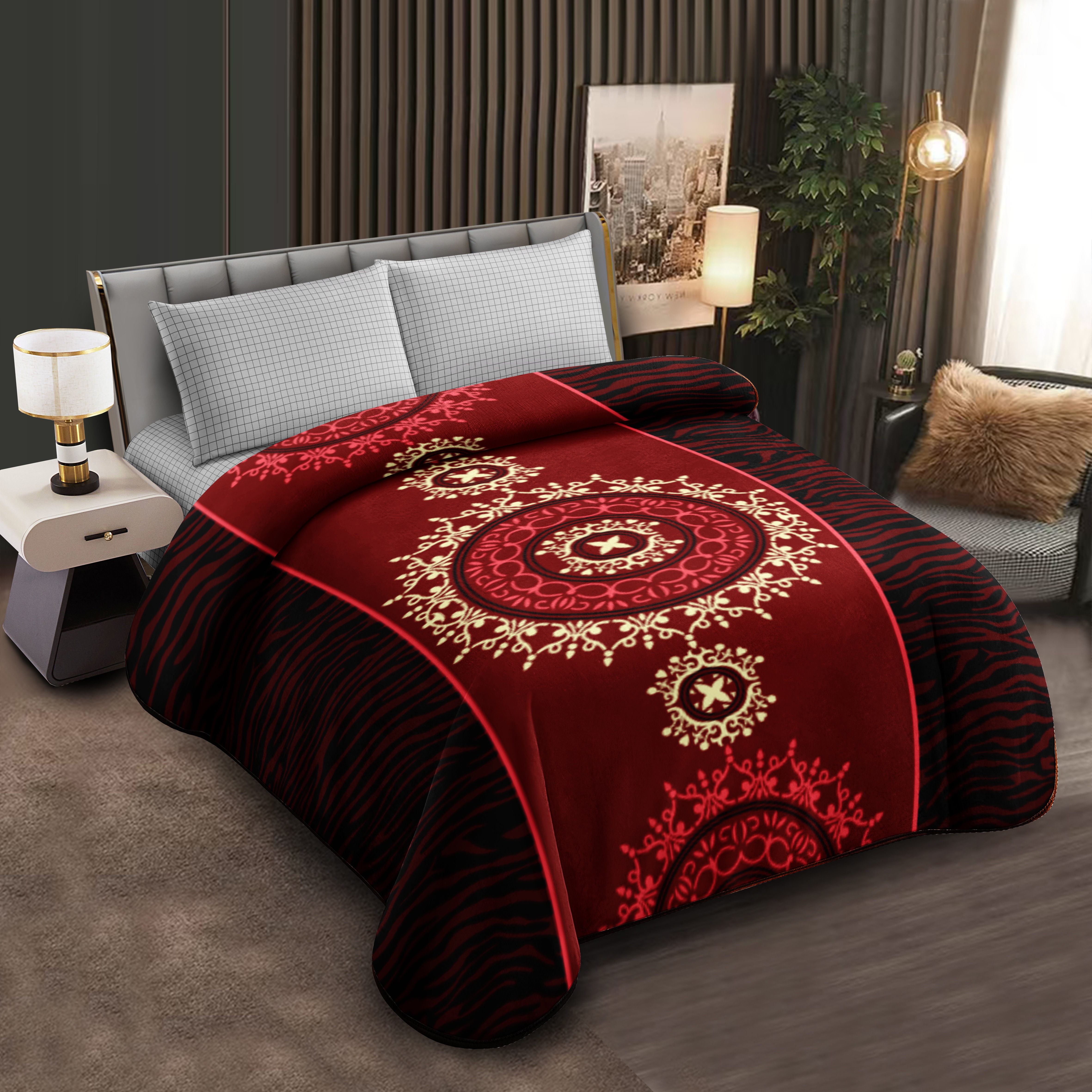 Middle East blanket export trade floral pattern Raschel blankets, cloud blankets, composite blankets wholesale customization, large double size luxury cotton warm blankets, golden pattern design, soft and warm bedding, household blankets details Picture