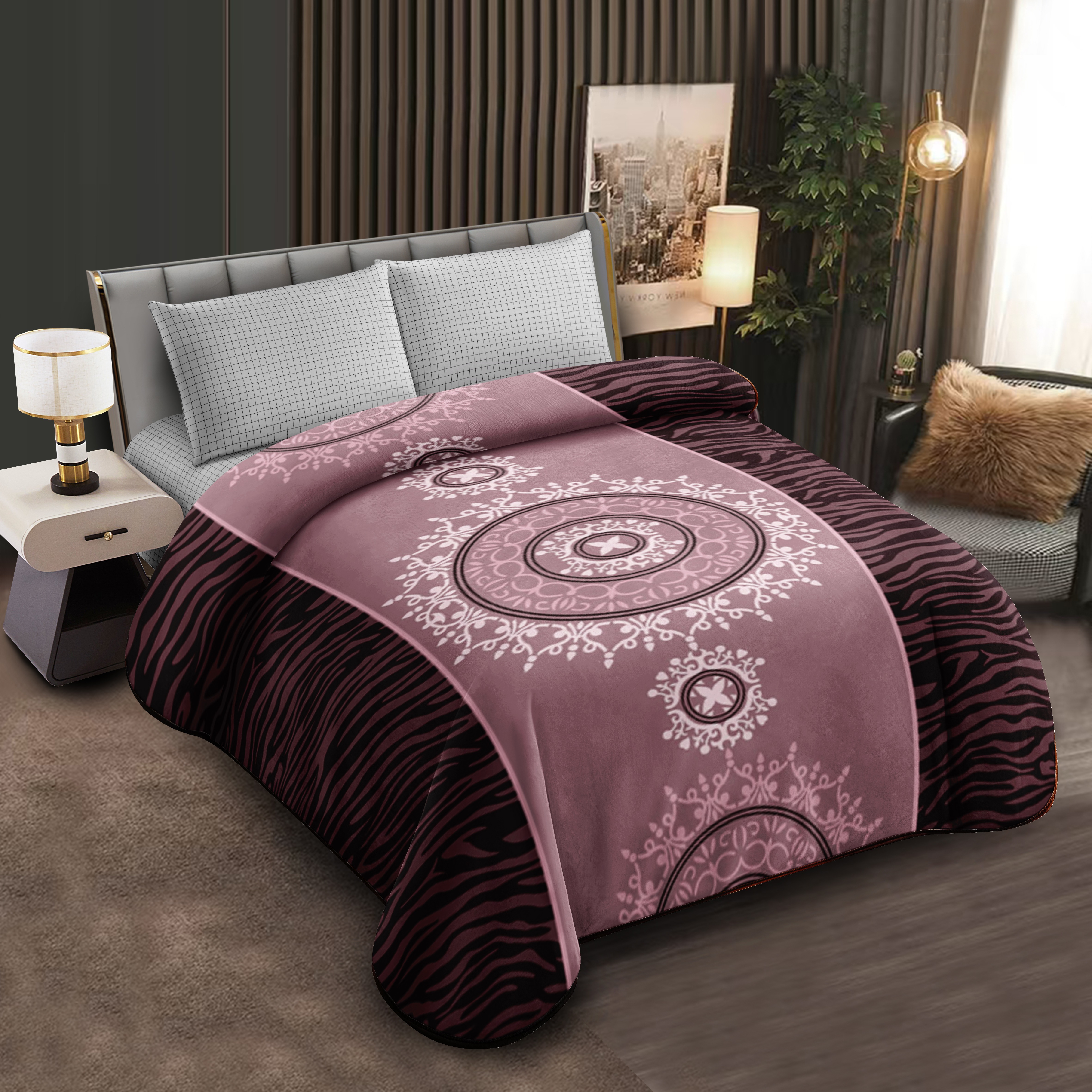 Middle East blanket export trade floral pattern Raschel blankets, cloud blankets, composite blankets wholesale customization, large double size luxury cotton warm blankets, golden pattern design, soft and warm bedding, household blankets Specification image