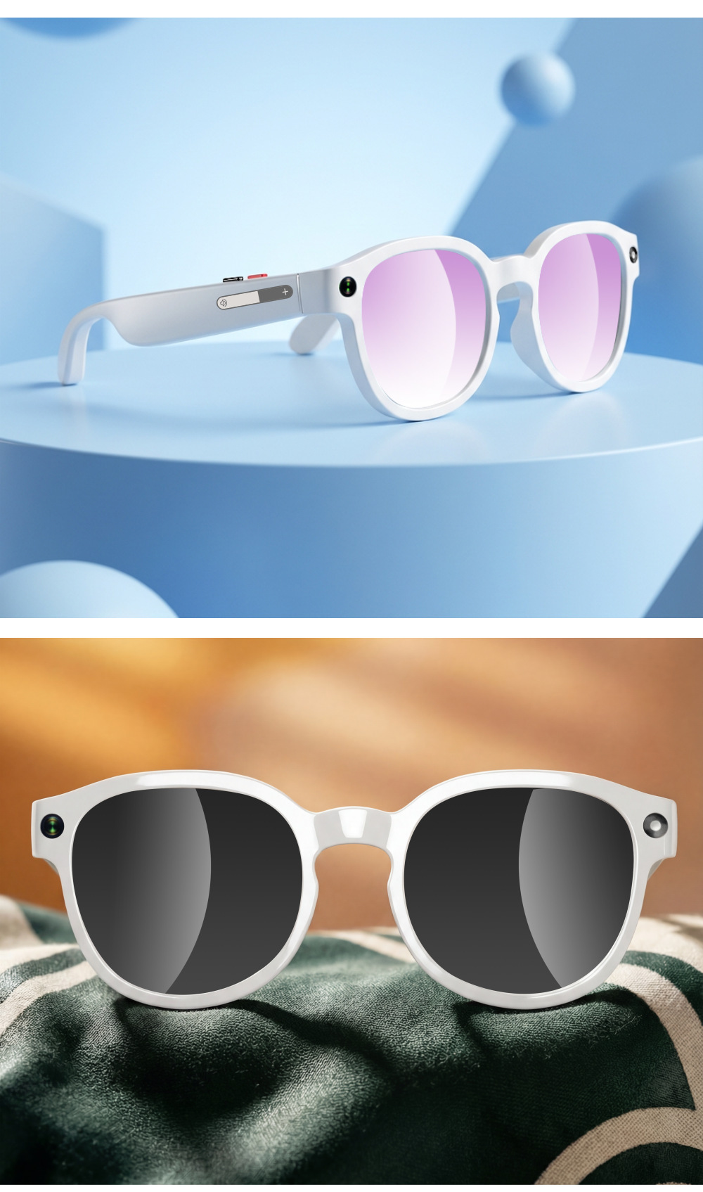 AI smart glasses for sports photography, smart cycling, outdoor cycling photography, video recording, audio translation, music listening, and with a camera Specification image