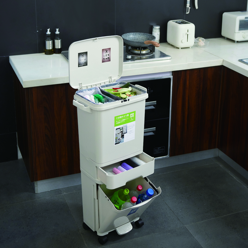 【CL】26Q3#6522#6523 Four-category trash can with LIDS, movable, double-layer and foot pedals details Picture