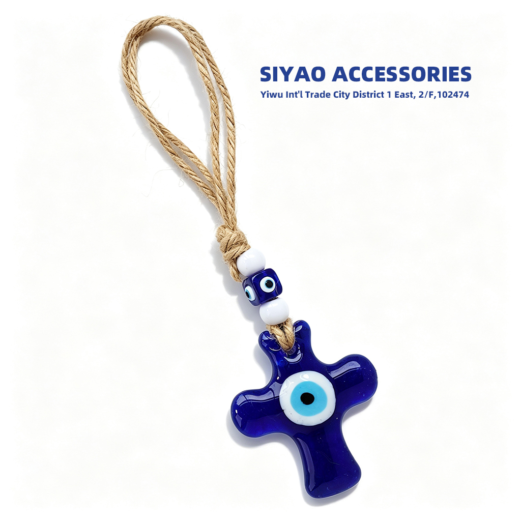 Turkish blue Eye accessories, home car Devil's Eye 7CM cross Greek Turkish blue Eye export wholesale SIYAO