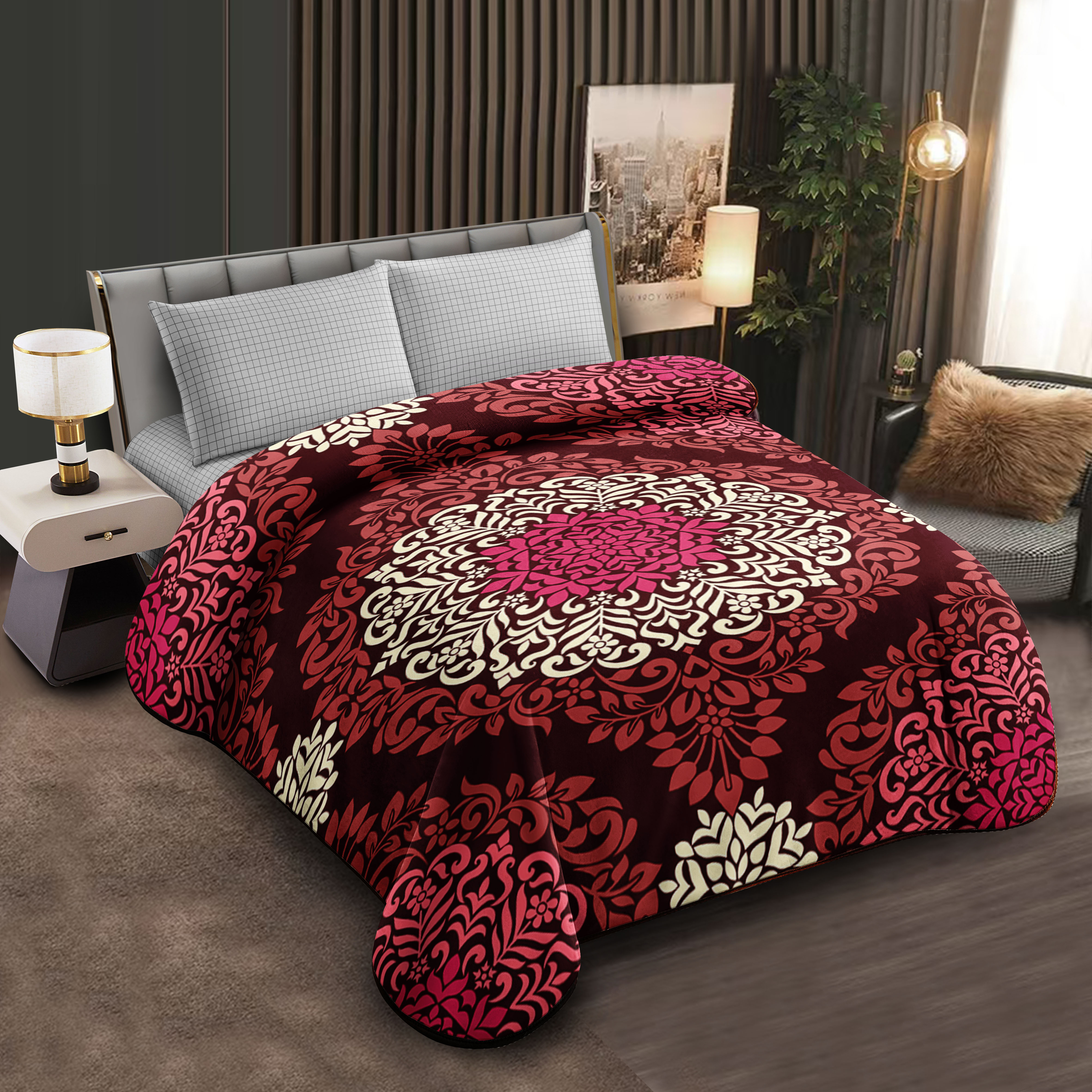 Middle East blanket export, foreign trade, floral pattern Raschel blanket, cloud blanket, composite blanket wholesale, customization, in stock, warm bedroom, cotton blanket, floral pattern, warm cover blanket, soft and comfortable for spring and autumn home use Application Scenario
