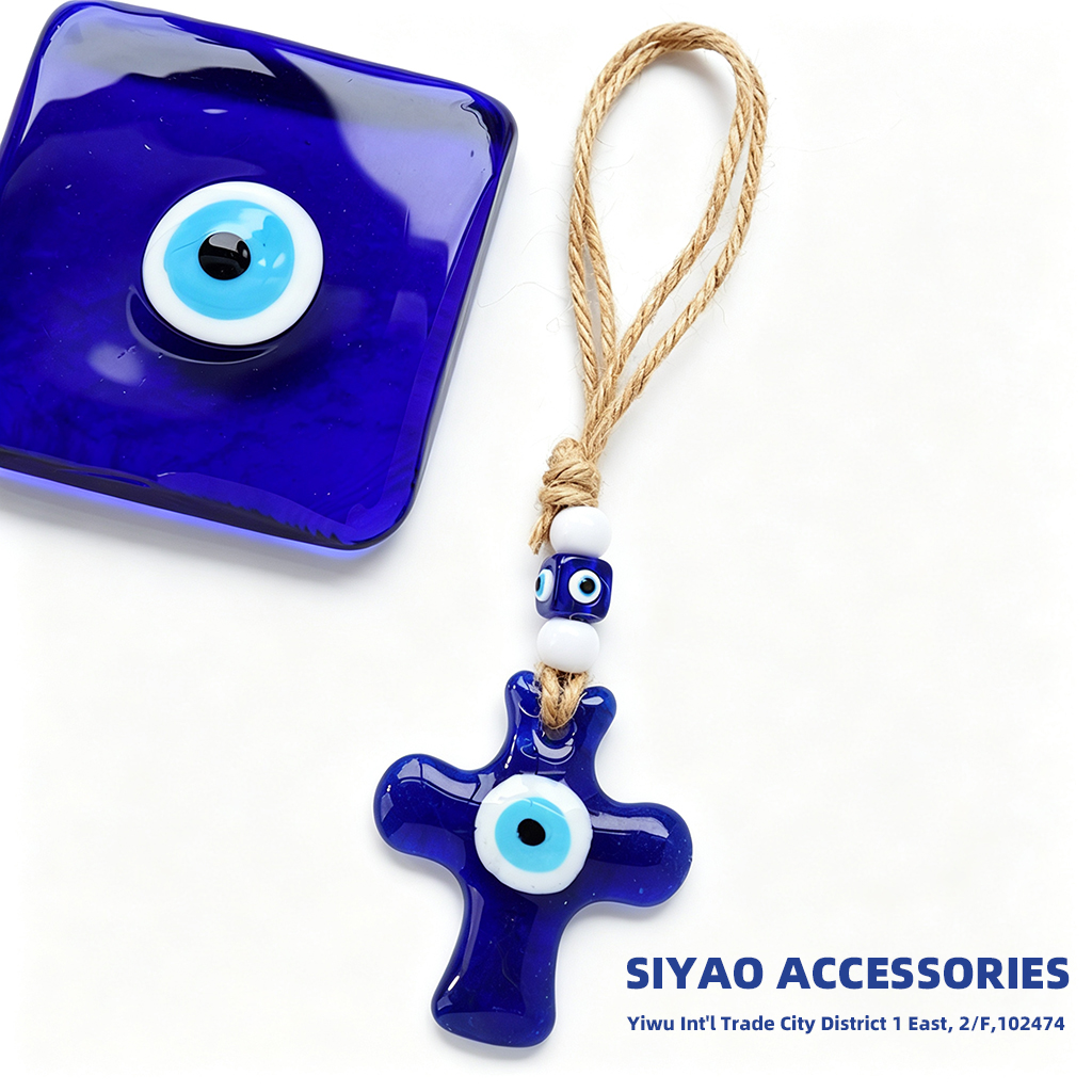 Turkish blue Eye accessories, home car Devil's Eye 7CM cross Greek Turkish blue Eye export wholesale SIYAO Specification image