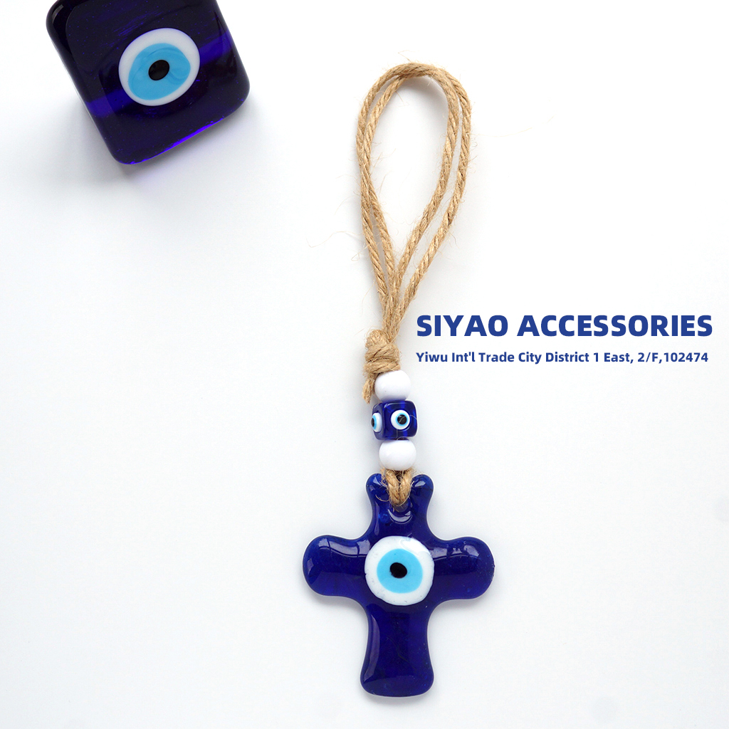 Turkish blue Eye accessories, home car Devil's Eye 7CM cross Greek Turkish blue Eye export wholesale SIYAO Item Picture