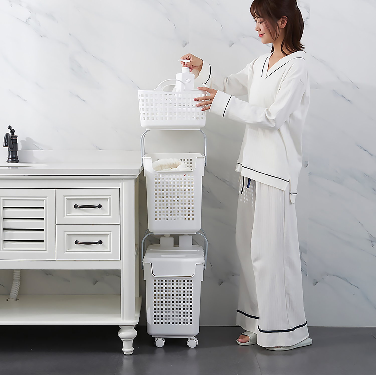 【CL】26Q3#6355 6366 6377 Combined dirty clothes basket Specification image