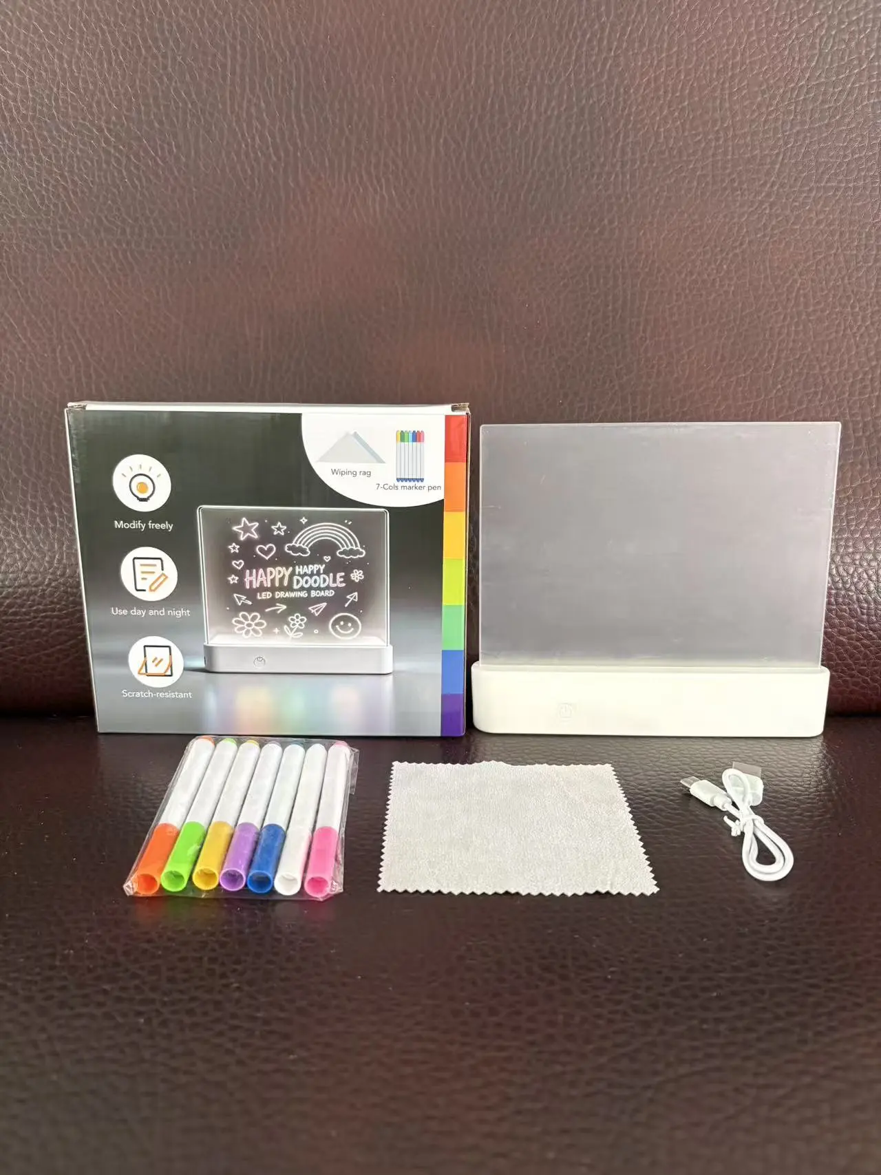 Cross-border new product LED illuminated painting board, DIY graffiti acrylic double painting board, dynamic display children's illuminated painting board detail image 2