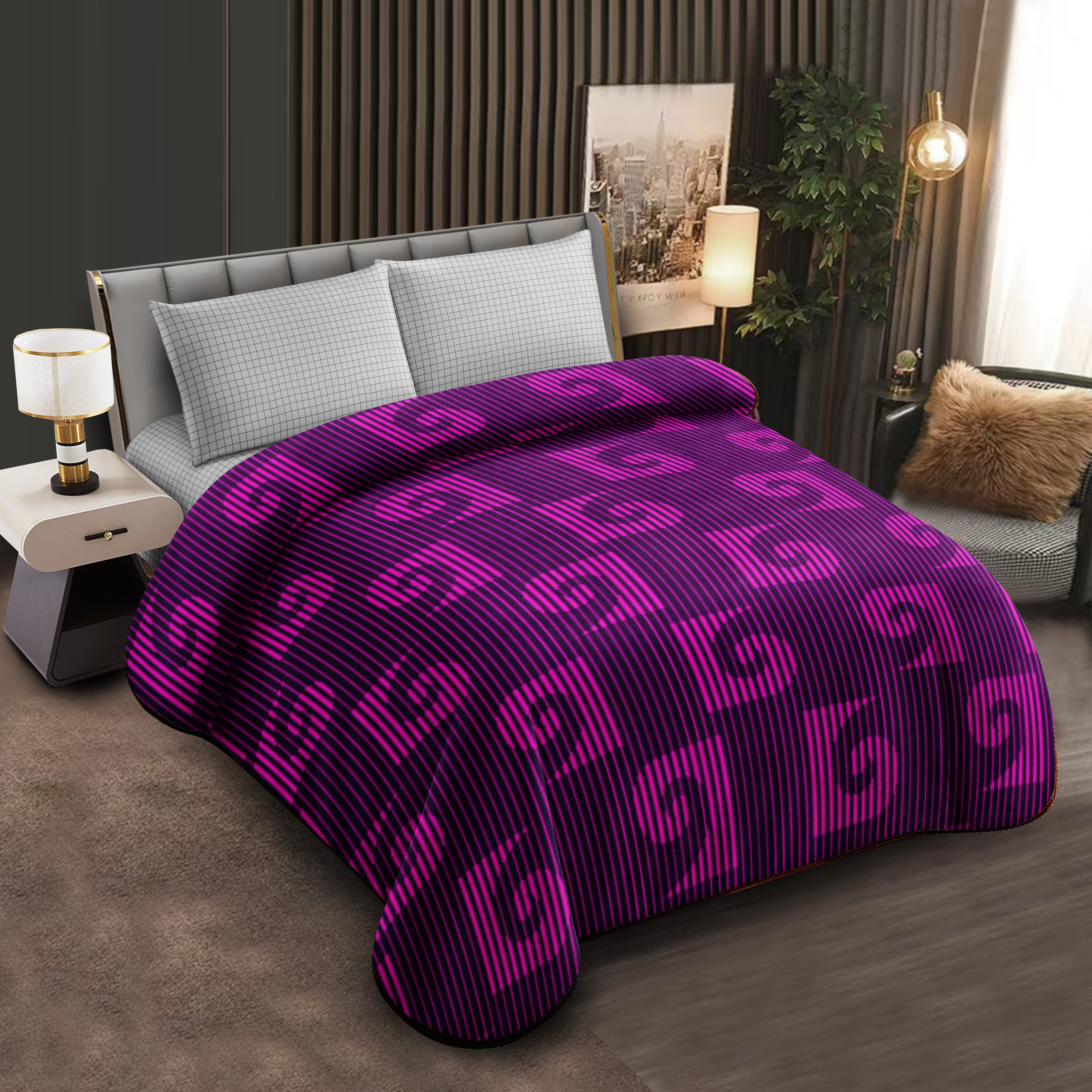 Middle East blanket export trade floral pattern Raschel blanket cloud blanket composite blanket wholesale customization large double size purple striped spiral pattern comfortable quilt soft warm bedding bed sheet quilt core single and double person style Specification image