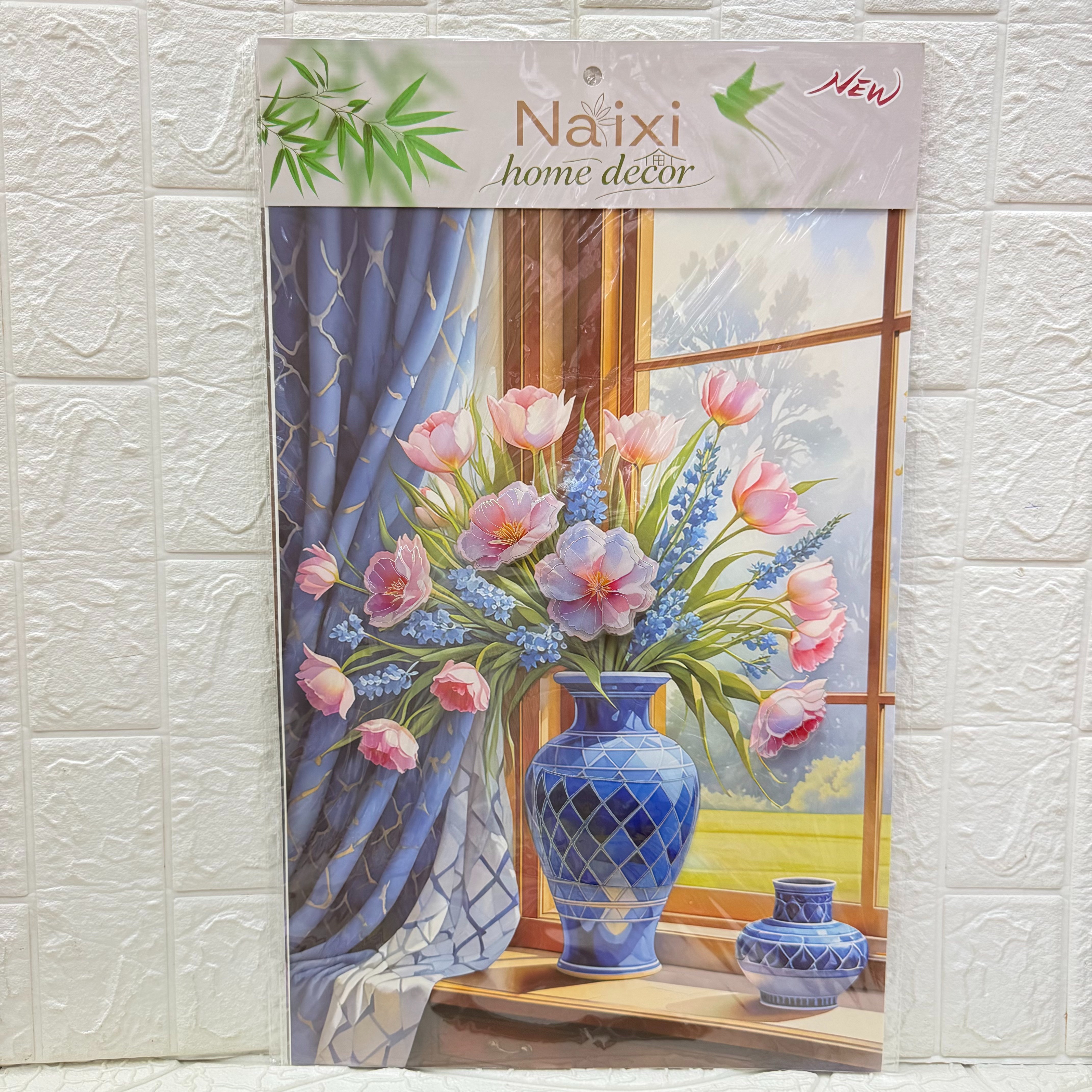 Three-dimensional flower vases on the windowsill, layer upon layer of decorative paintings, three-dimensional handcrafted layer upon layer of walls, European-style room decorative walls Application Scenario