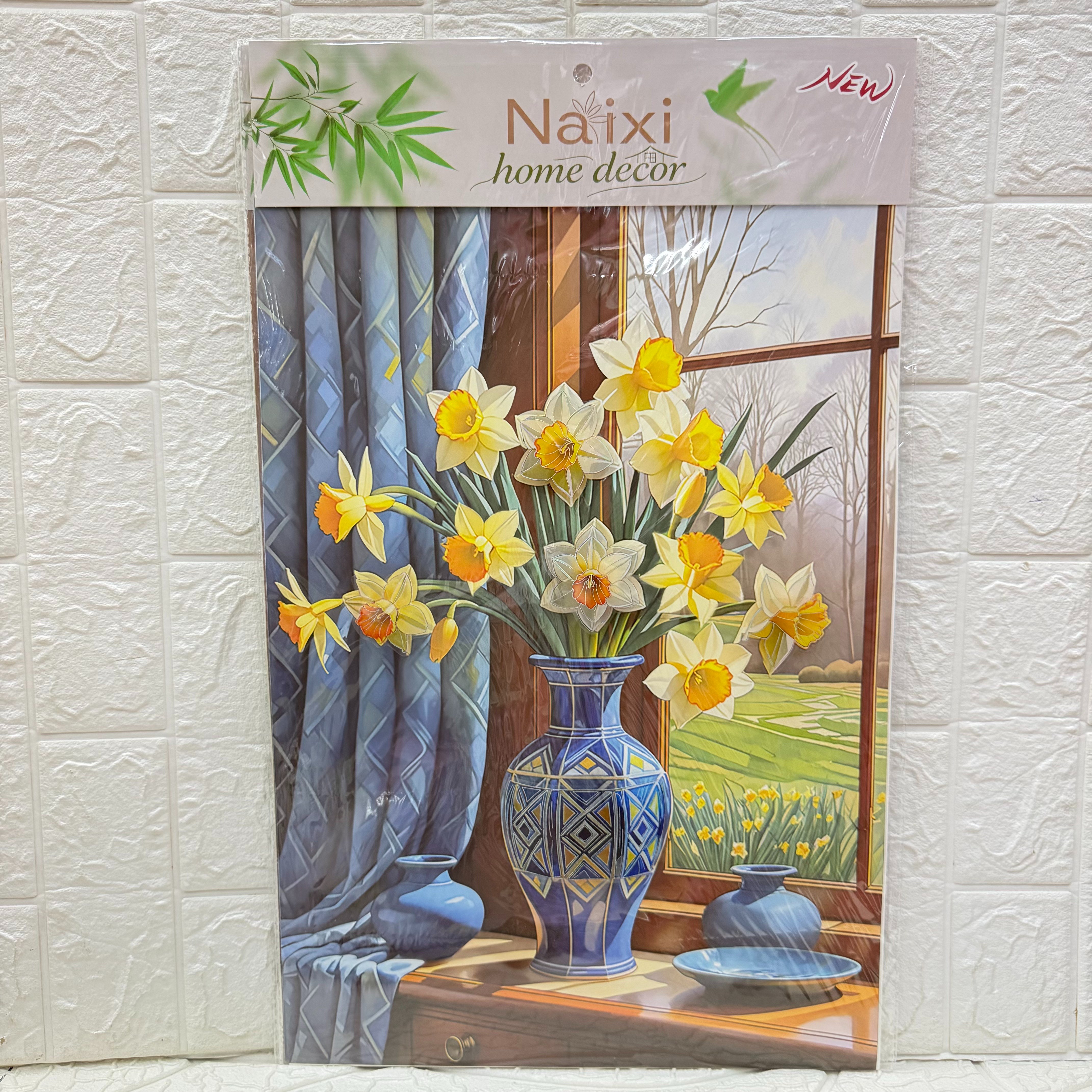 Three-dimensional flower vases on the windowsill, layer upon layer of decorative paintings, three-dimensional handcrafted layer upon layer of walls, European-style room decorative walls full image
