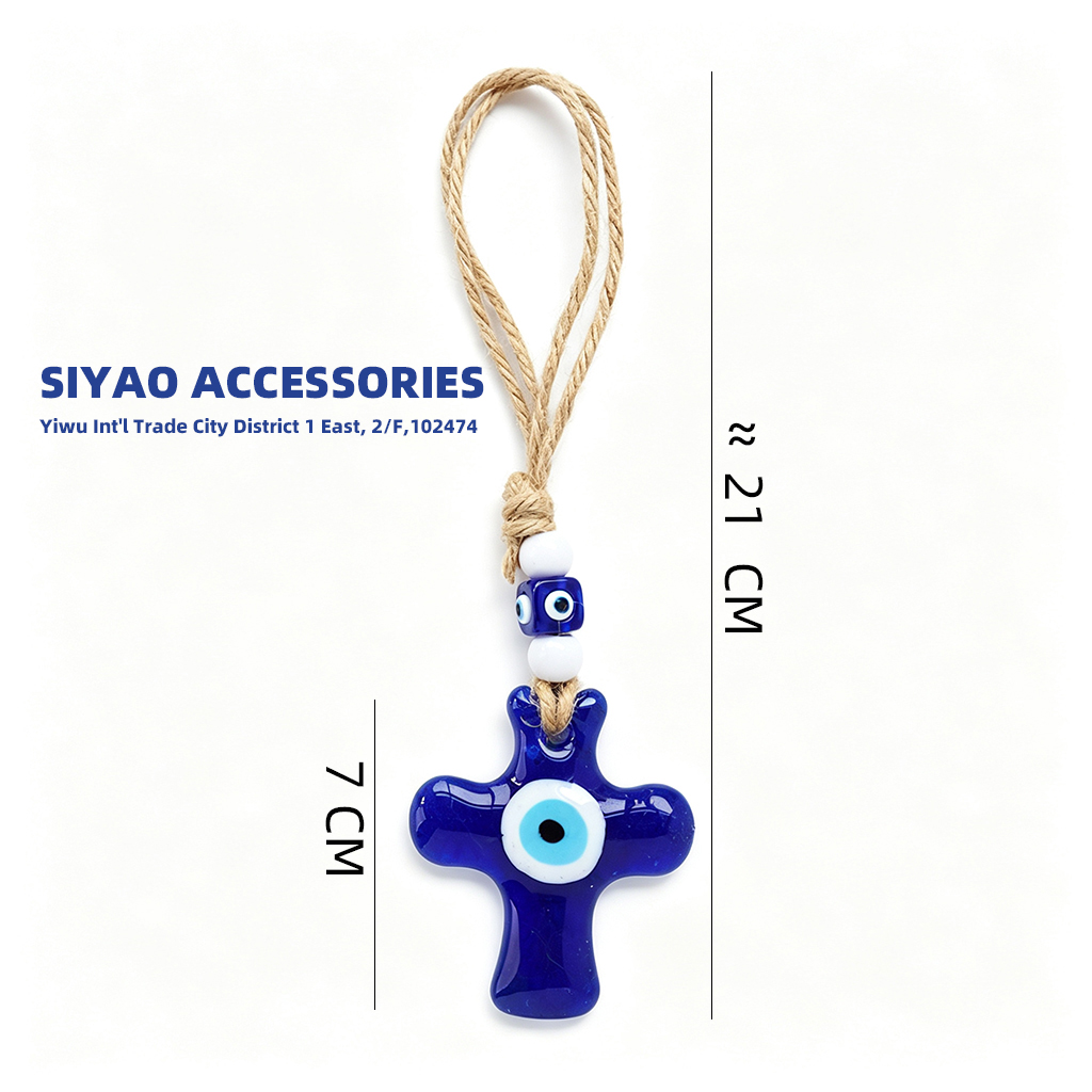 Turkish blue Eye accessories, home car Devil's Eye 7CM cross Greek Turkish blue Eye export wholesale SIYAO details Picture