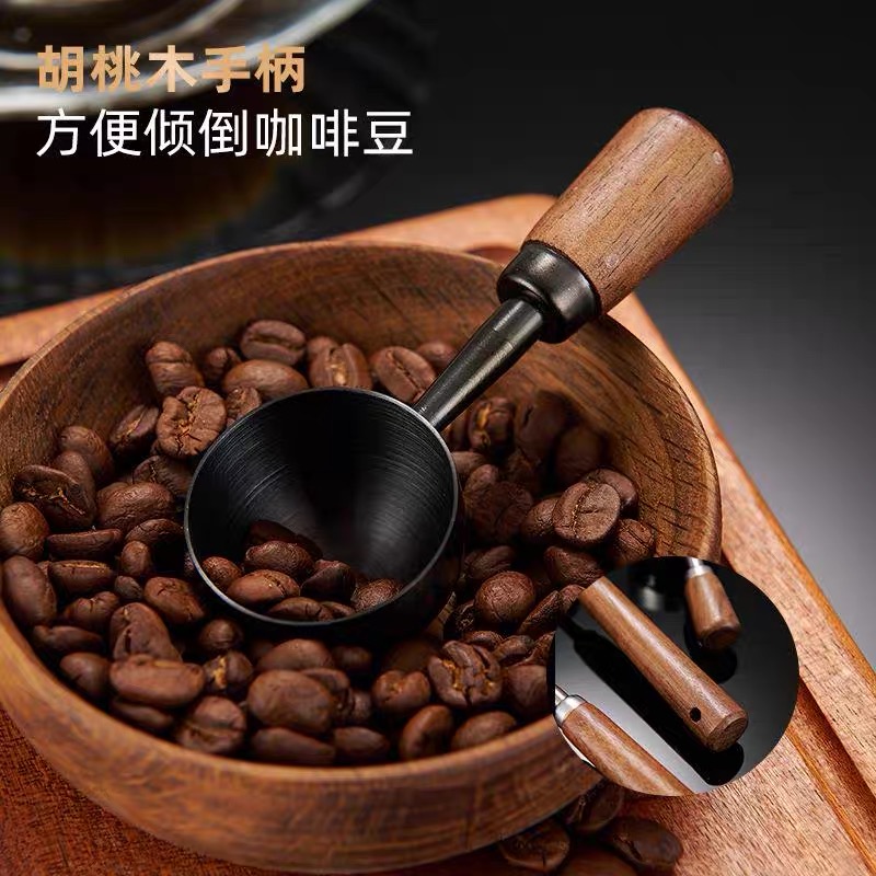 304 stainless steel measuring spoon for coffee and milk powder, wooden handle, does not stick to powder and does not rust, seasoning measuring spoon Item Picture