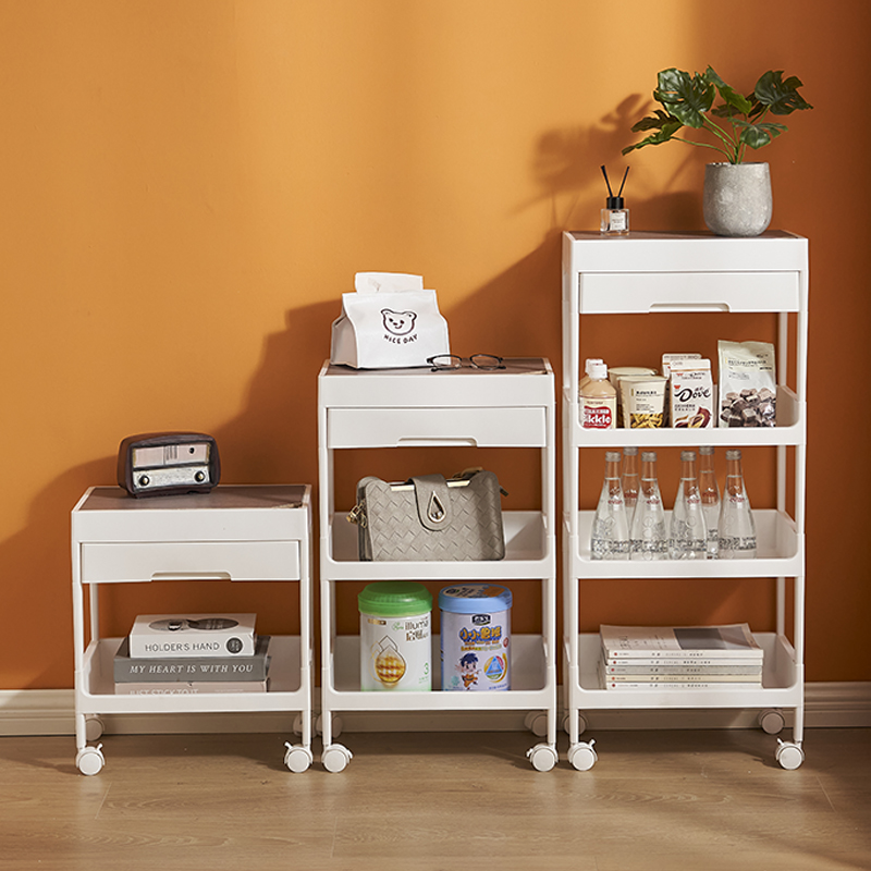 【CL】26Q3#6653 Multi-functional bedside table wooden storage rack, coffee machine storage rack, kitchen and bathroom organizing rack, household storage supplies Specification image