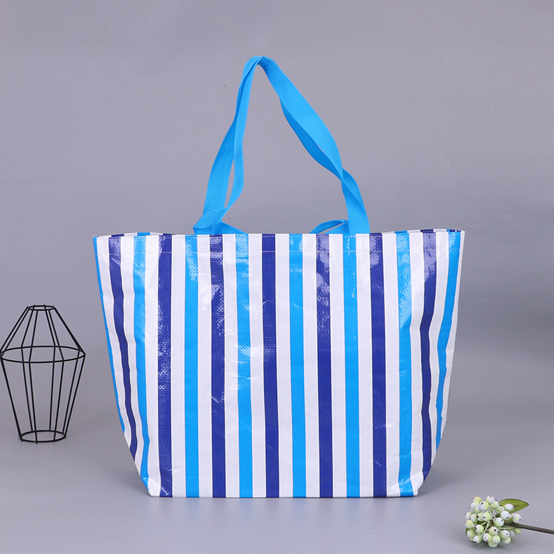Azul y blanco rayas acrílico bolsa de mano bolsa de regalo bolsa de mano moda creativa portátil bolsa de compras