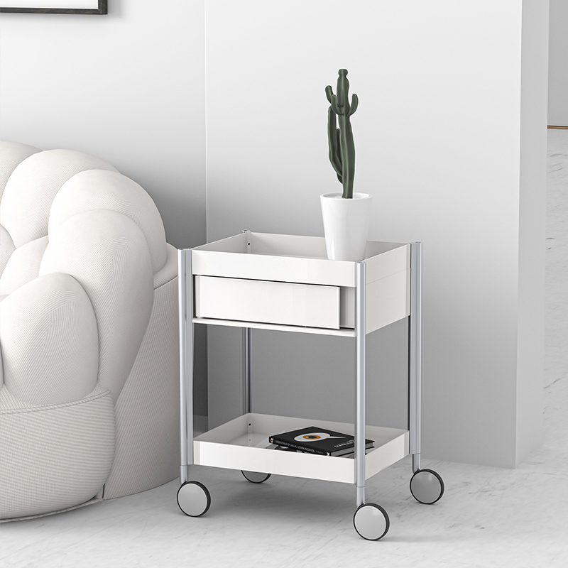 【CL】26Q3#8801 White multi-functional wheeled storage rack, clothes storage rack, coffee machine organizing rack, home kitchen storage rack