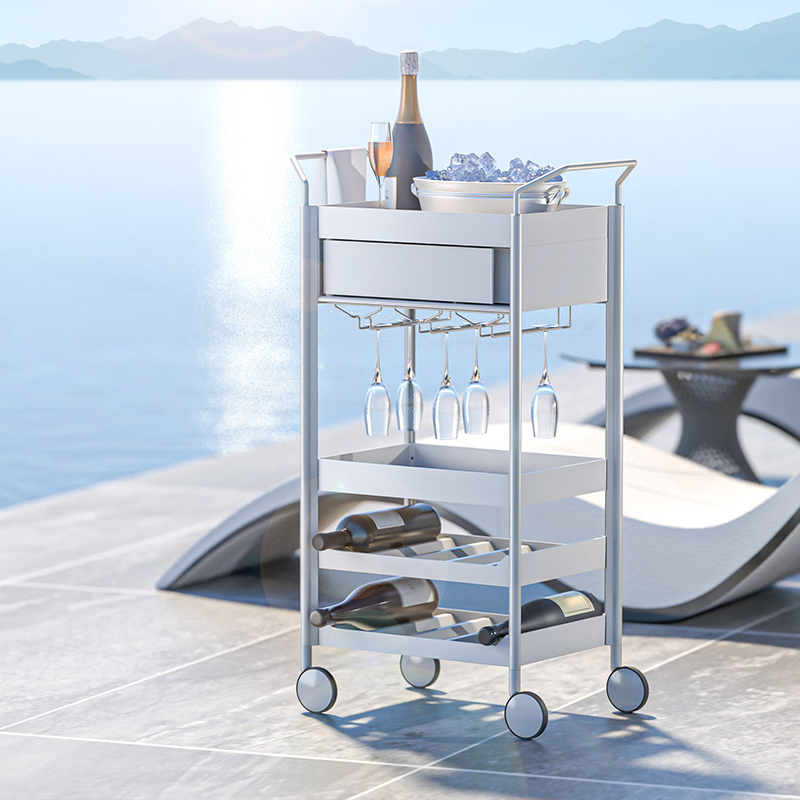 【CL】26Q3#8801 White multi-functional wheeled storage rack, clothes storage rack, coffee machine organizing rack, home kitchen storage rack details Picture