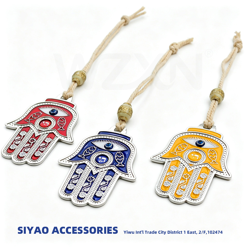 Medium-sized Fatima metal palm jewelry pendant, Devil's Eye, Blue Eyes, Siyao details Picture