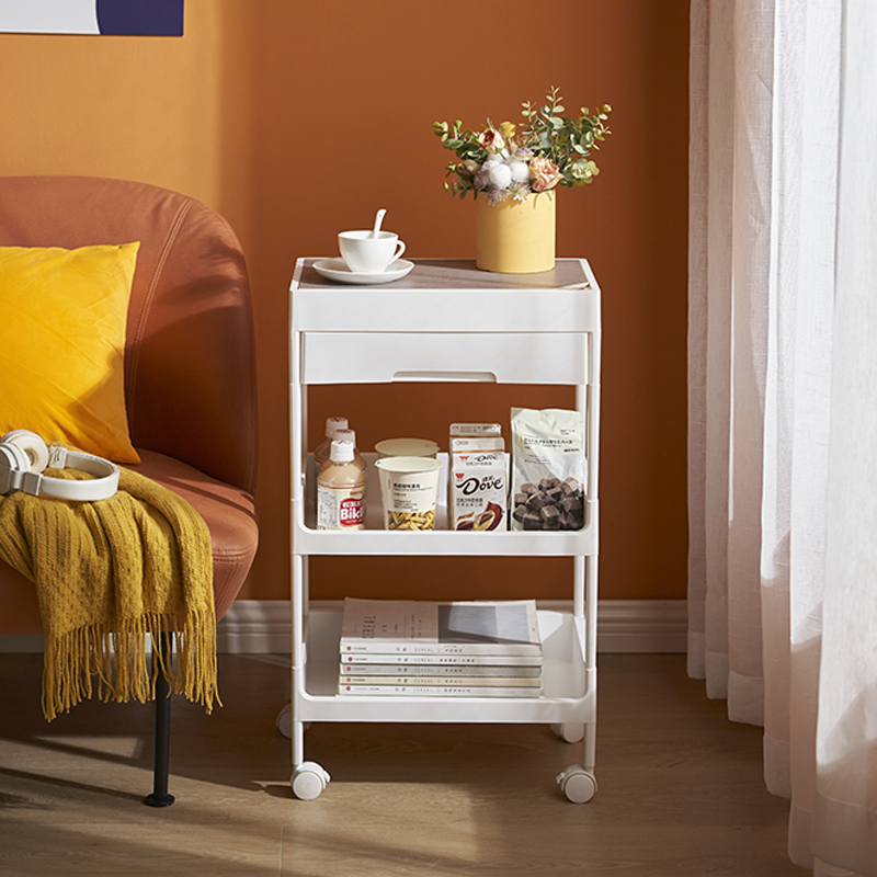 【CL】26Q3#6653 Multi-functional bedside table wooden storage rack, coffee machine storage rack, kitchen and bathroom organizing rack, household storage supplies