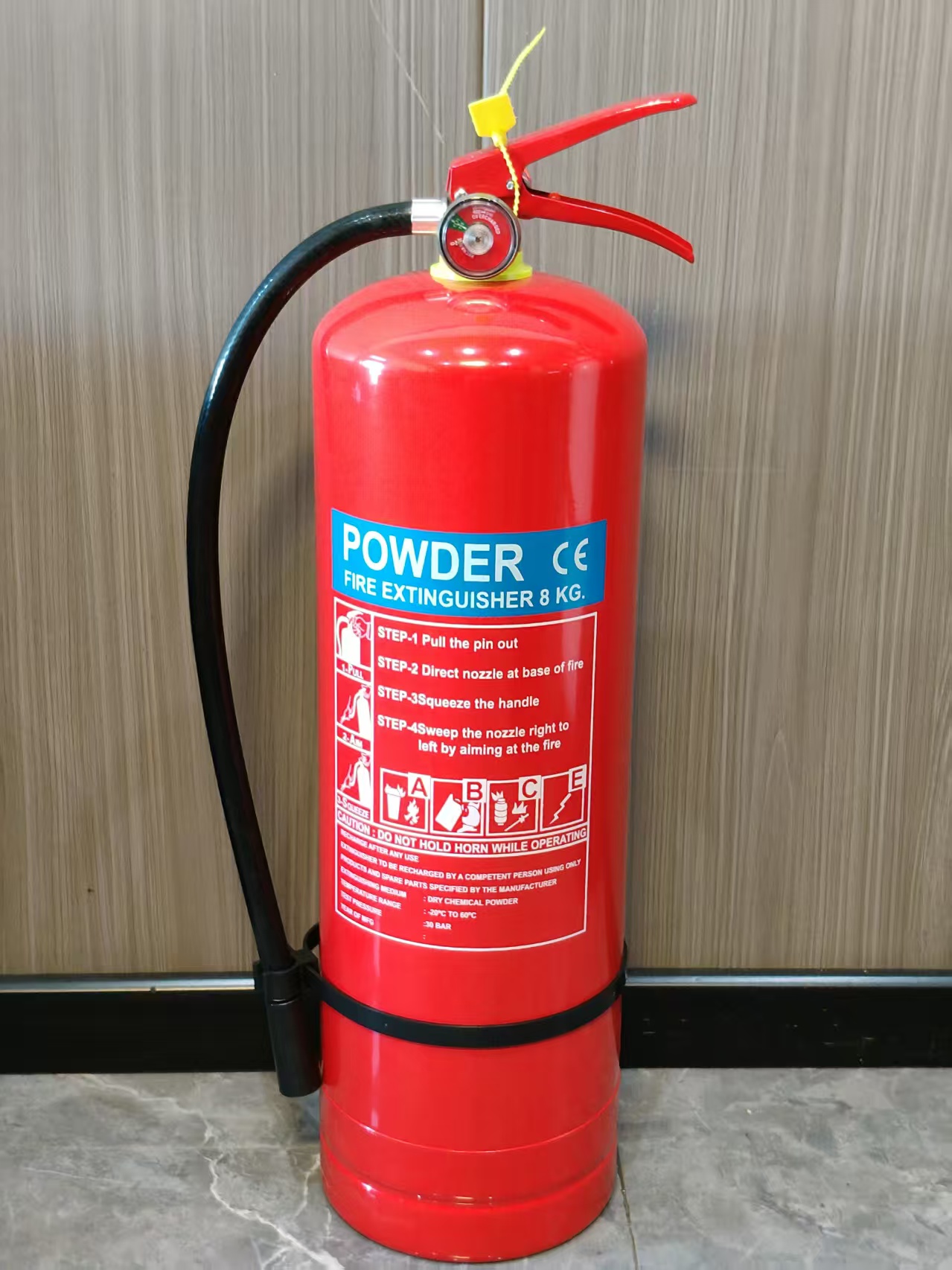 8kg ABC grade dry powder fire extinguisher, portable fire-fighting equipment for home, office and warehouse, red handle, copper original color, domestic valve + domestic red gauge details Picture