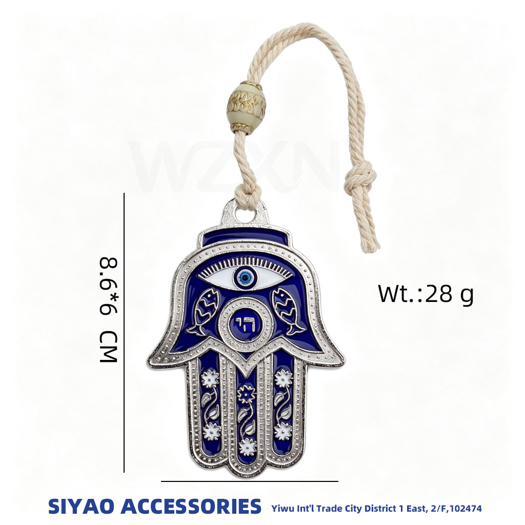 Medium-sized Fatima metal palm jewelry pendant, Devil's Eye, Blue Eyes, Siyao Item Picture